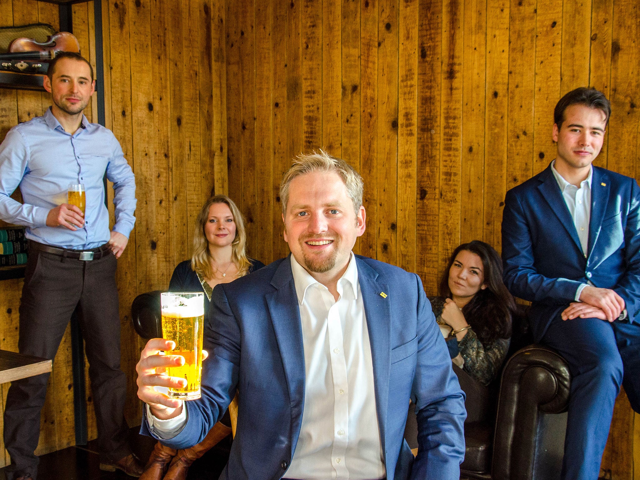 Liberland President Vít Jedlička, centre, with members of Liberland's government