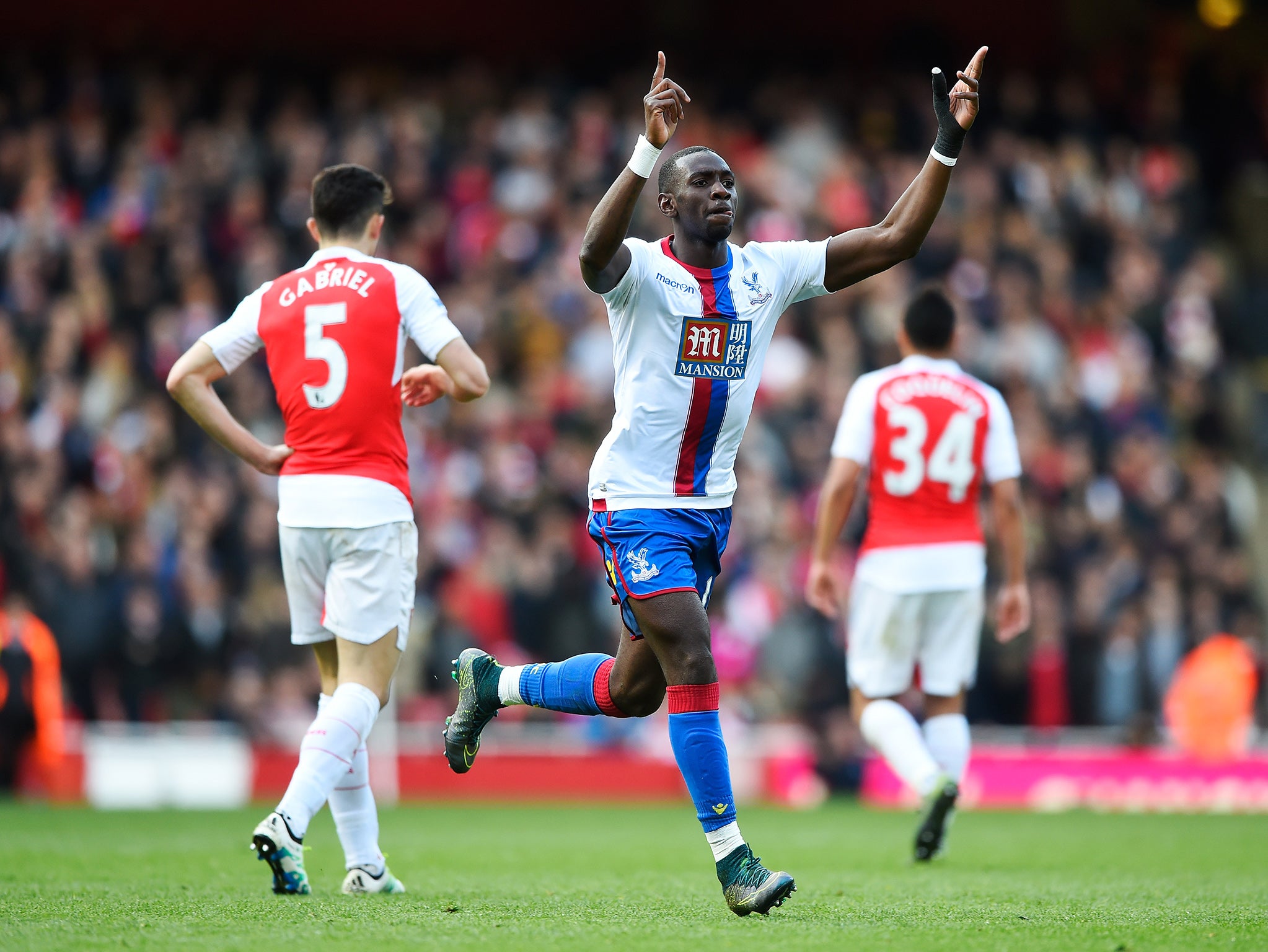 Yannick Bolasie celebrates his late goal for Crystal Palace