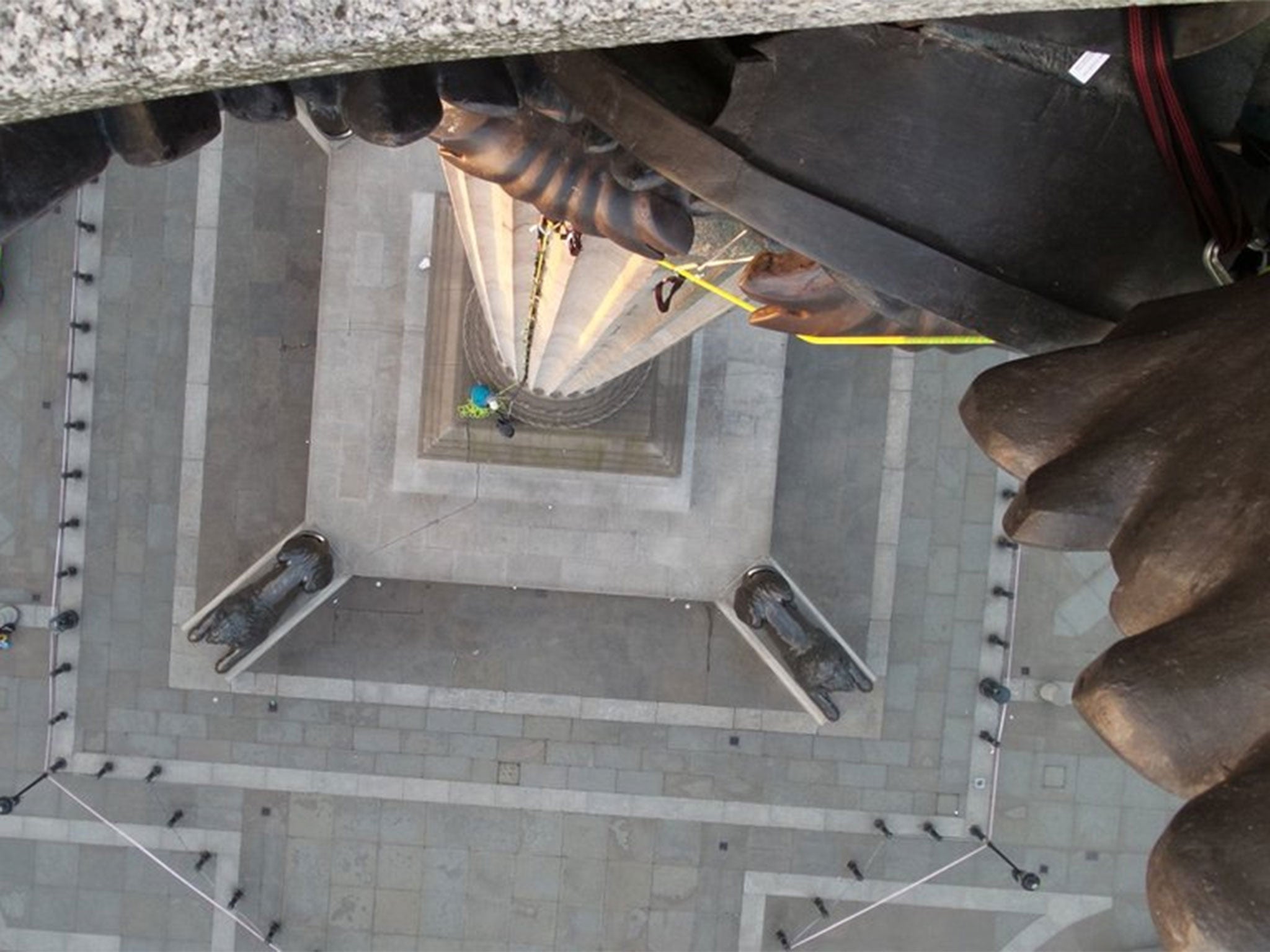 Greenpeace posted images to social media showing the view from the top of Nelson's Column