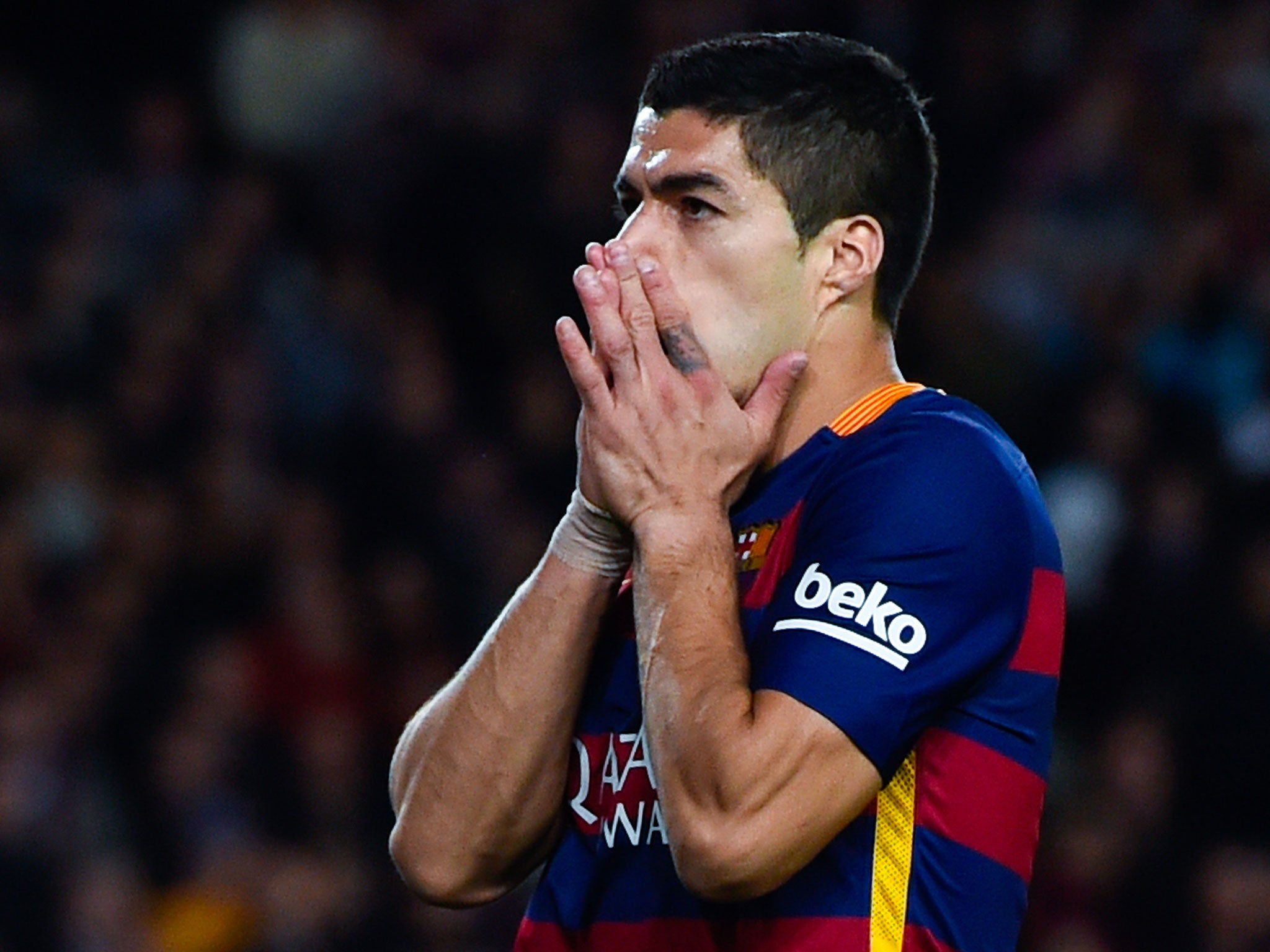 Luis Suarez during Barcelona's defeat to Valencia