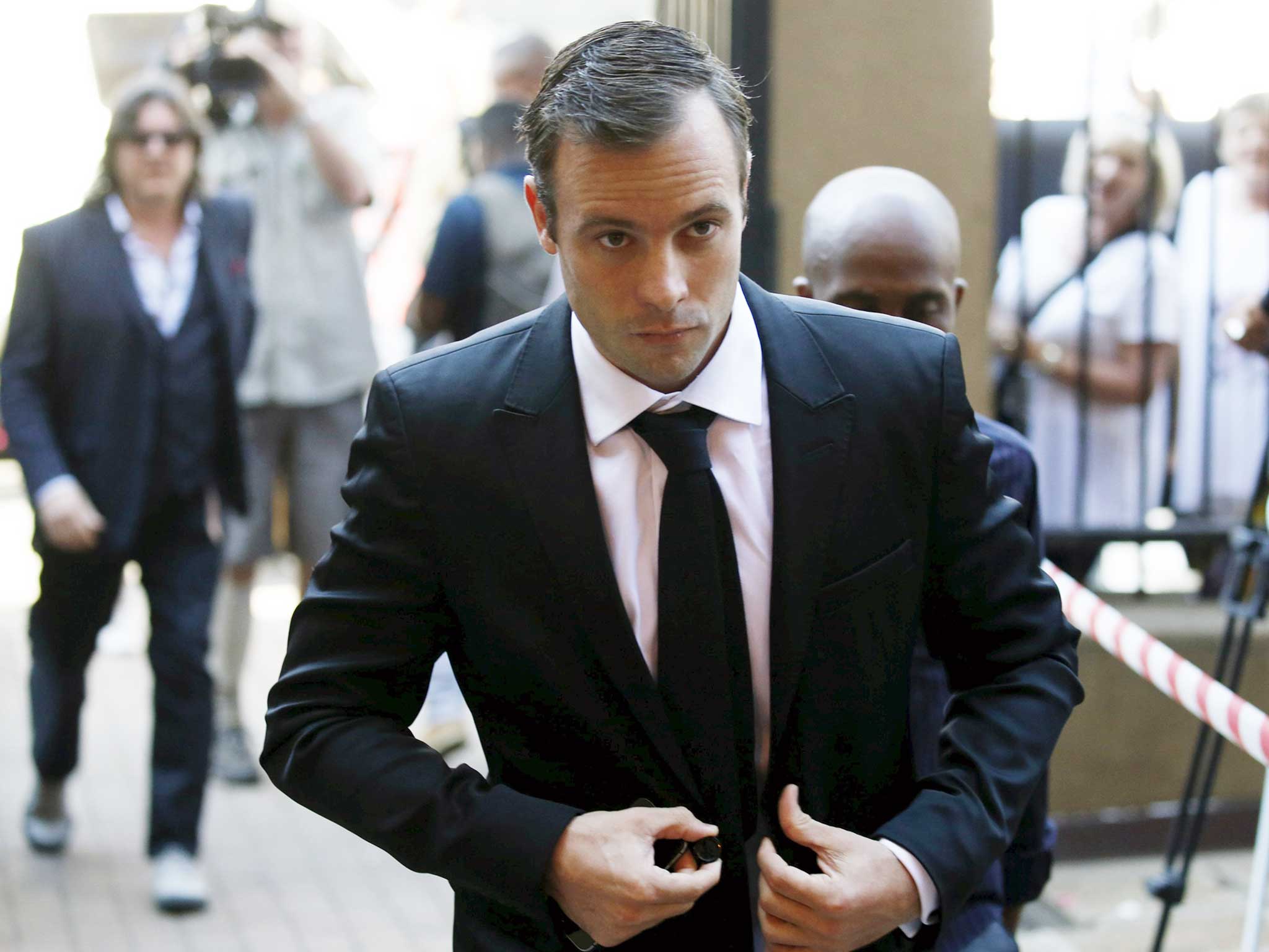 Oscar Pistorius arrives at the North Gauteng High Court in Pretoria