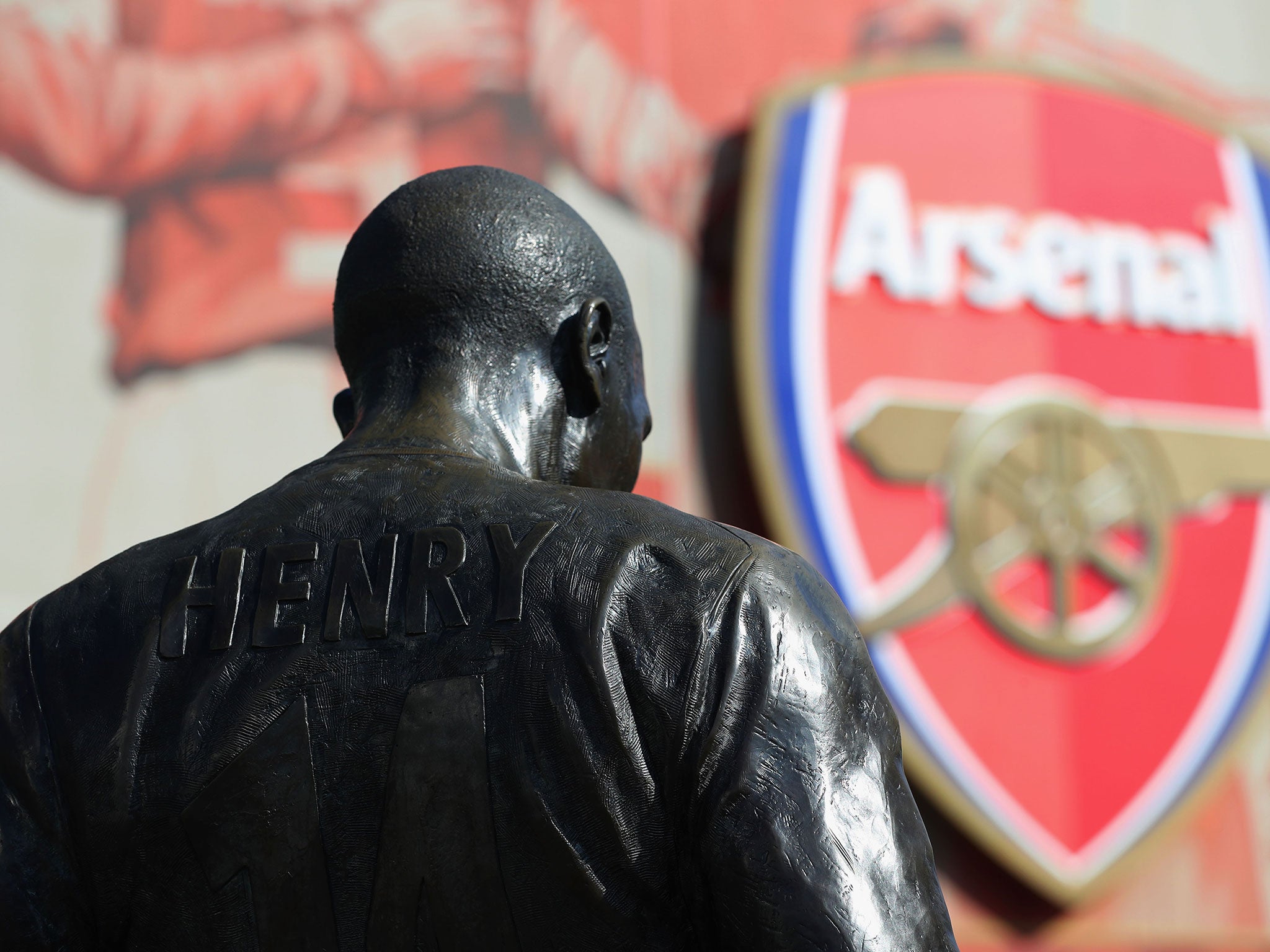 A view of the Thierry Henry statue outside the Emirates stadium