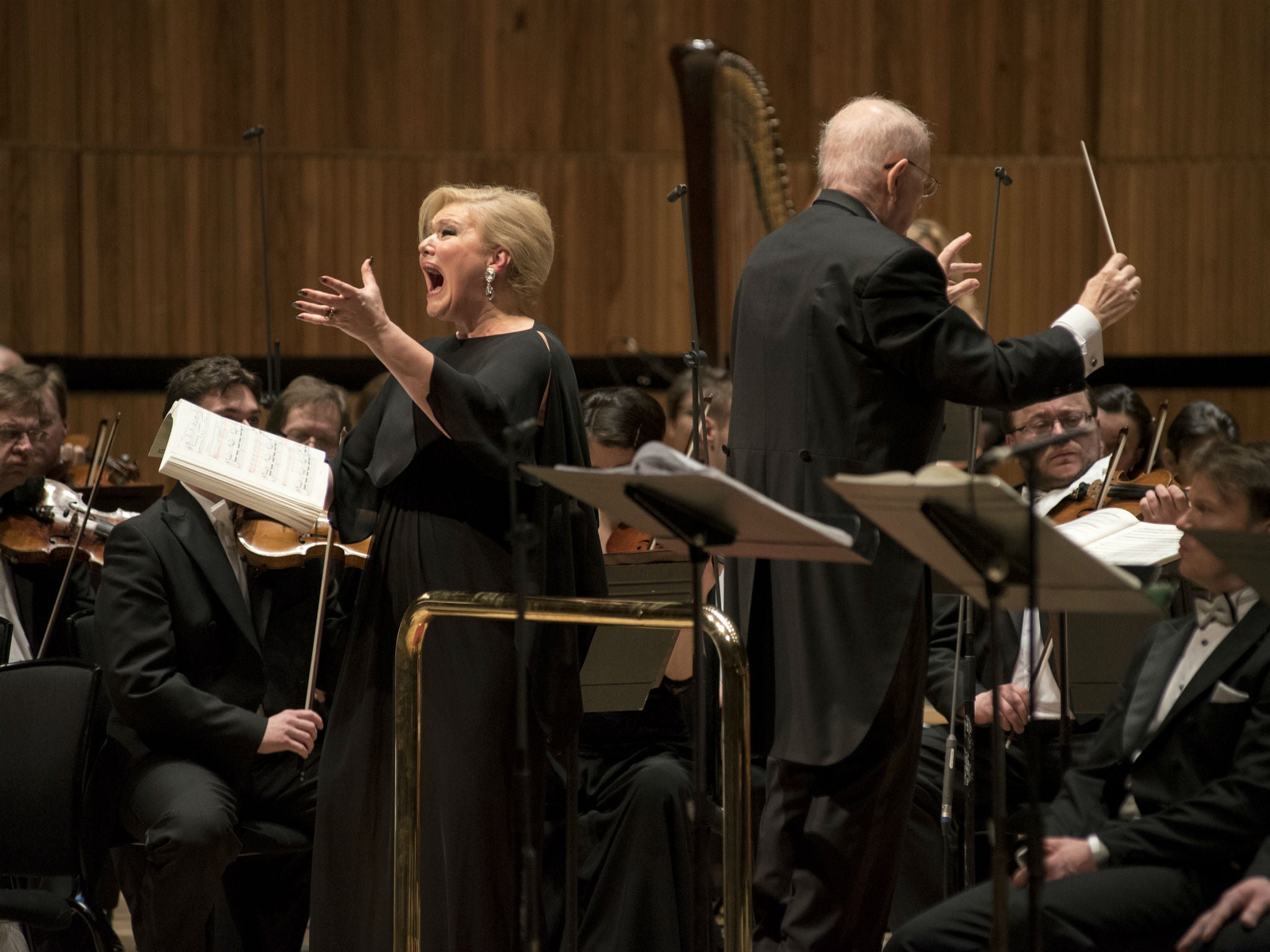 Karita Mattila (soprano - Kostelnička) and Jiří Bělohlávek (conductor) performing Janáček's opera Jenůfa at the Royal Festival Hall