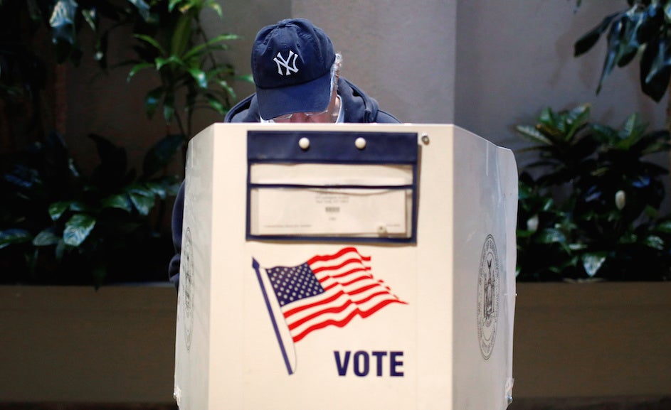 A man votes in New York on April 19.