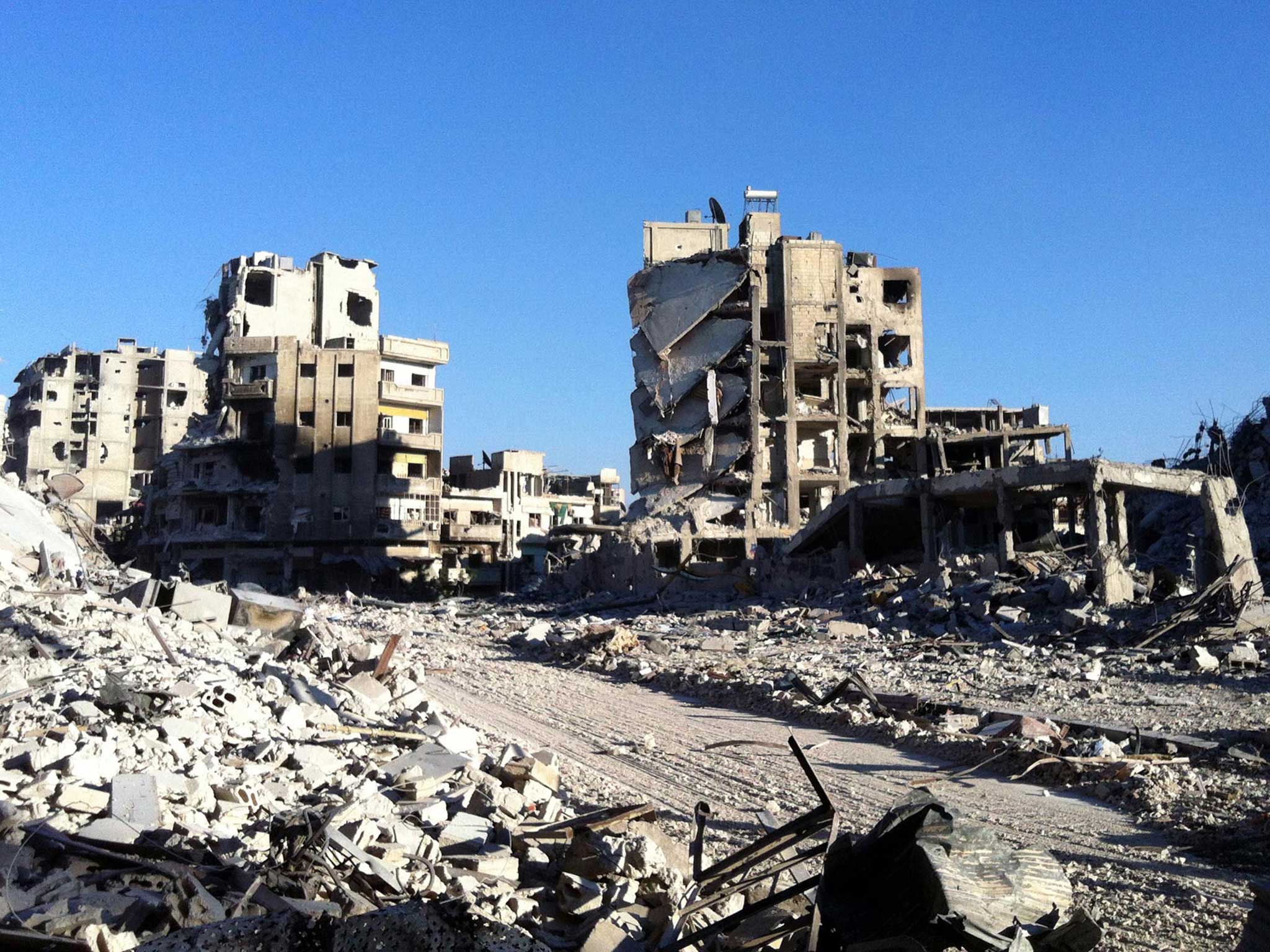Destruction in the Khalidiyah neighbourhood of Syria's central city of Homs