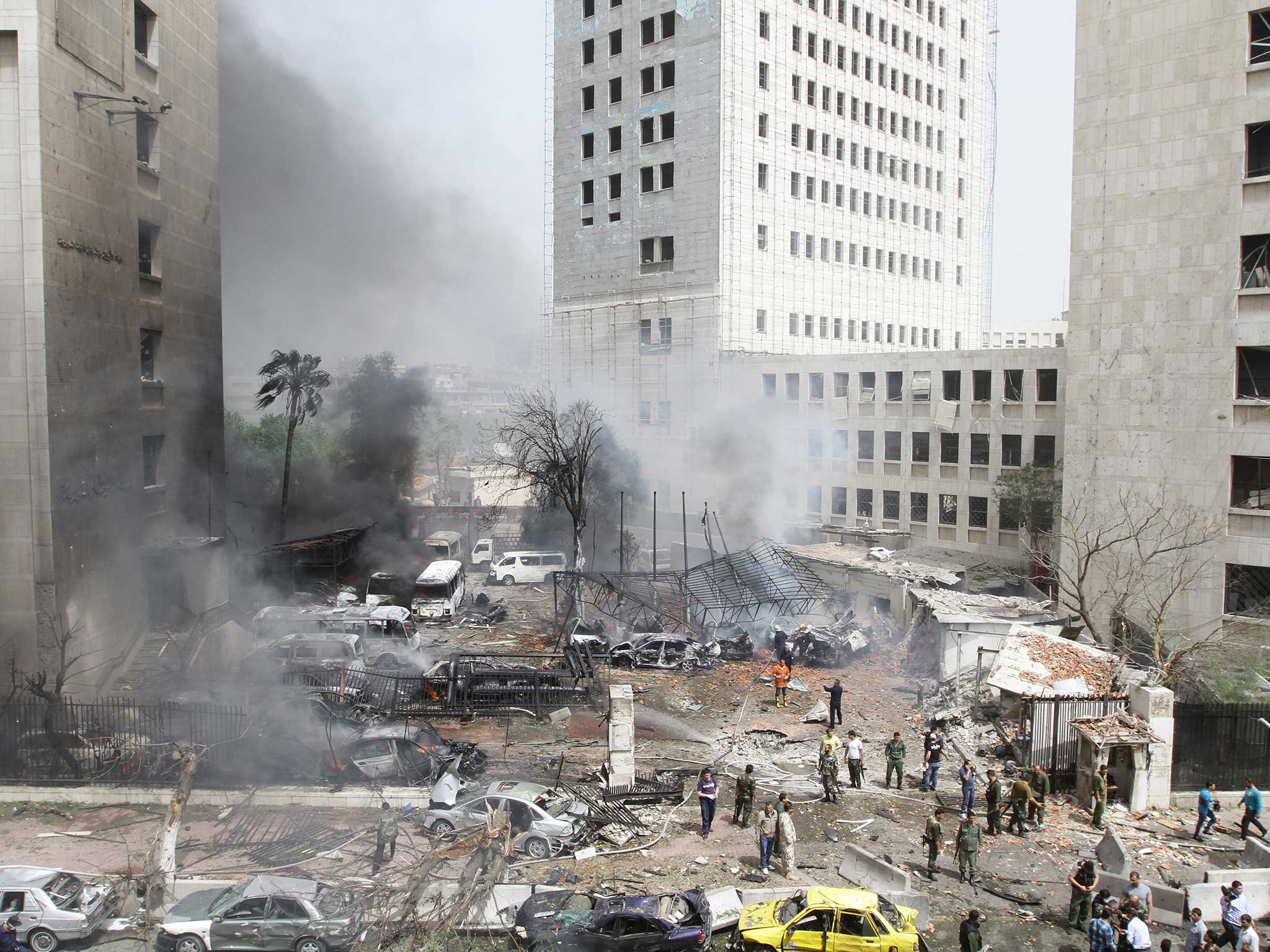 The capital that became a battleground: a car bomb explodes between the finance ministry and Central Bank in Damascus in 2013