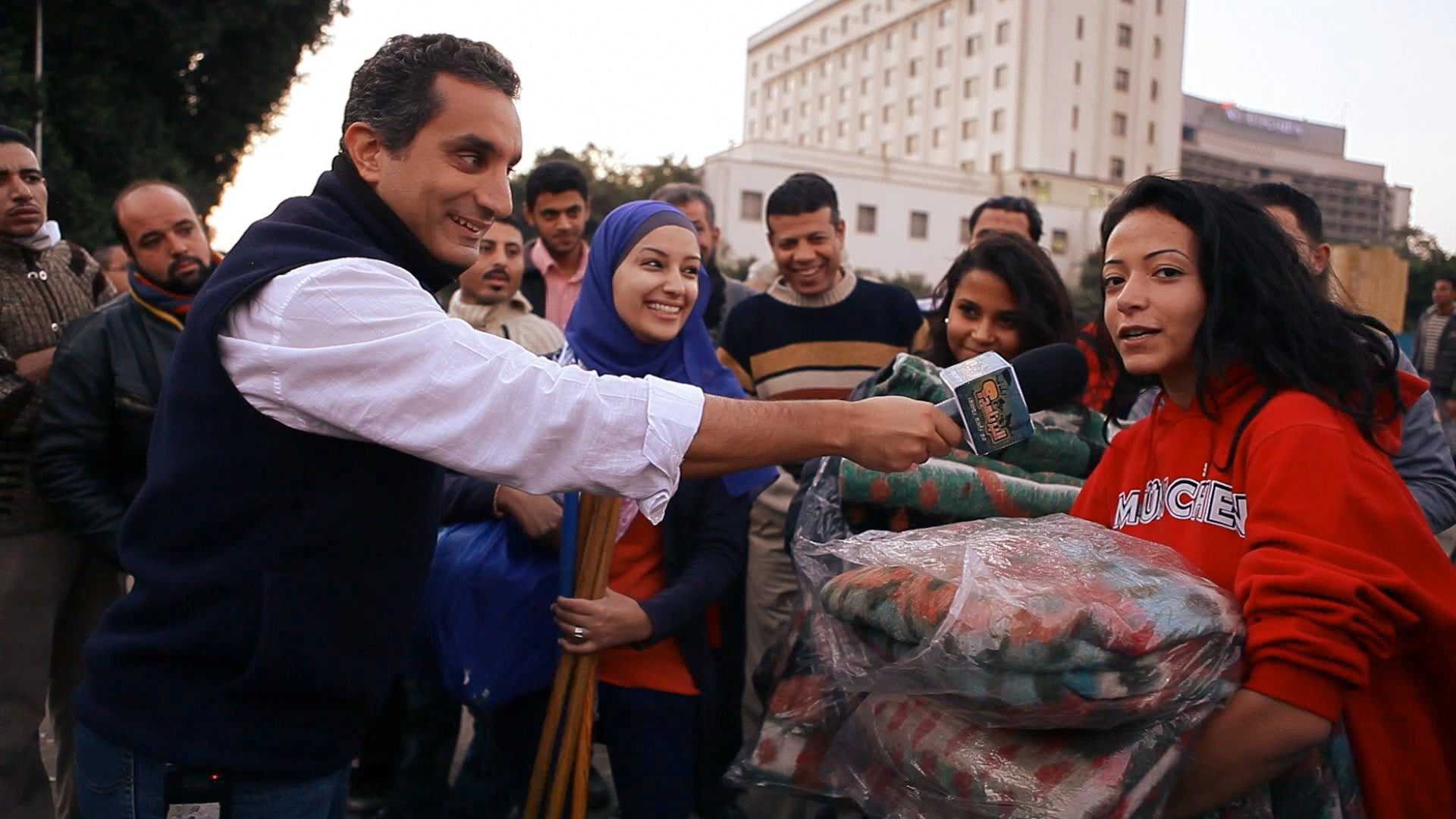 Bassem Youssef, the so-called "Egyptian Jon Stewart" in Tickling Giants