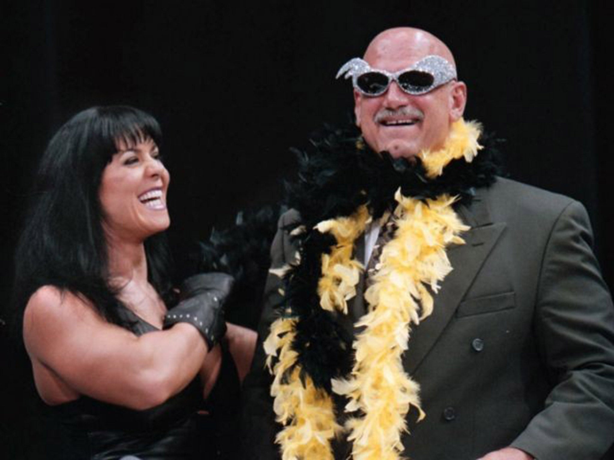 Former WWE wrestler Chyna alongside Jesse Venture in 1999