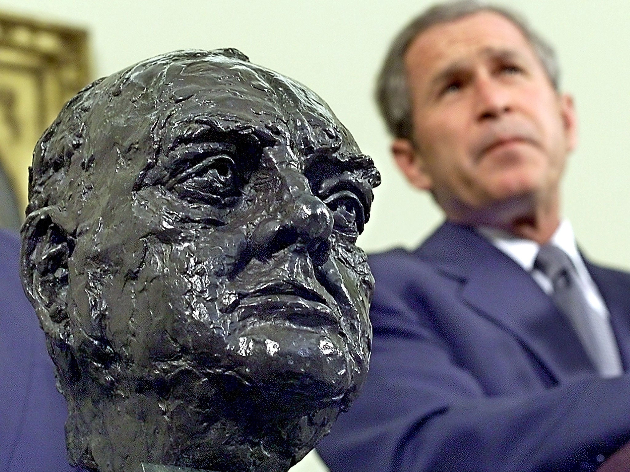 A bust of Churchill lent to George Bush during his Presidency was removed from the Oval Office in 2009 but a second bust of Churchill remains elsewhere in the White House