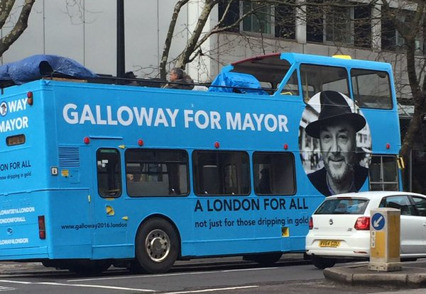 George Galloway's battlebus, via @Lee_nostromo on Twitter