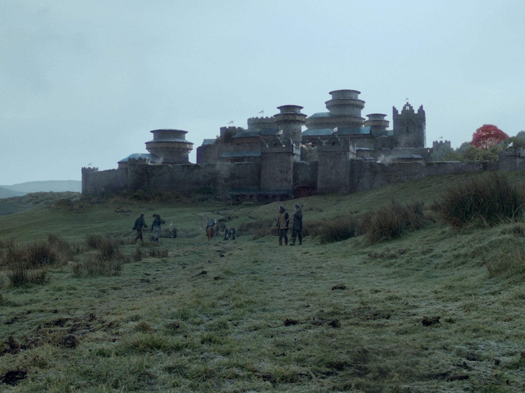 The hillsides of Cairncastle in Larne were used for the CGI-generated backdrop of Stark Castle