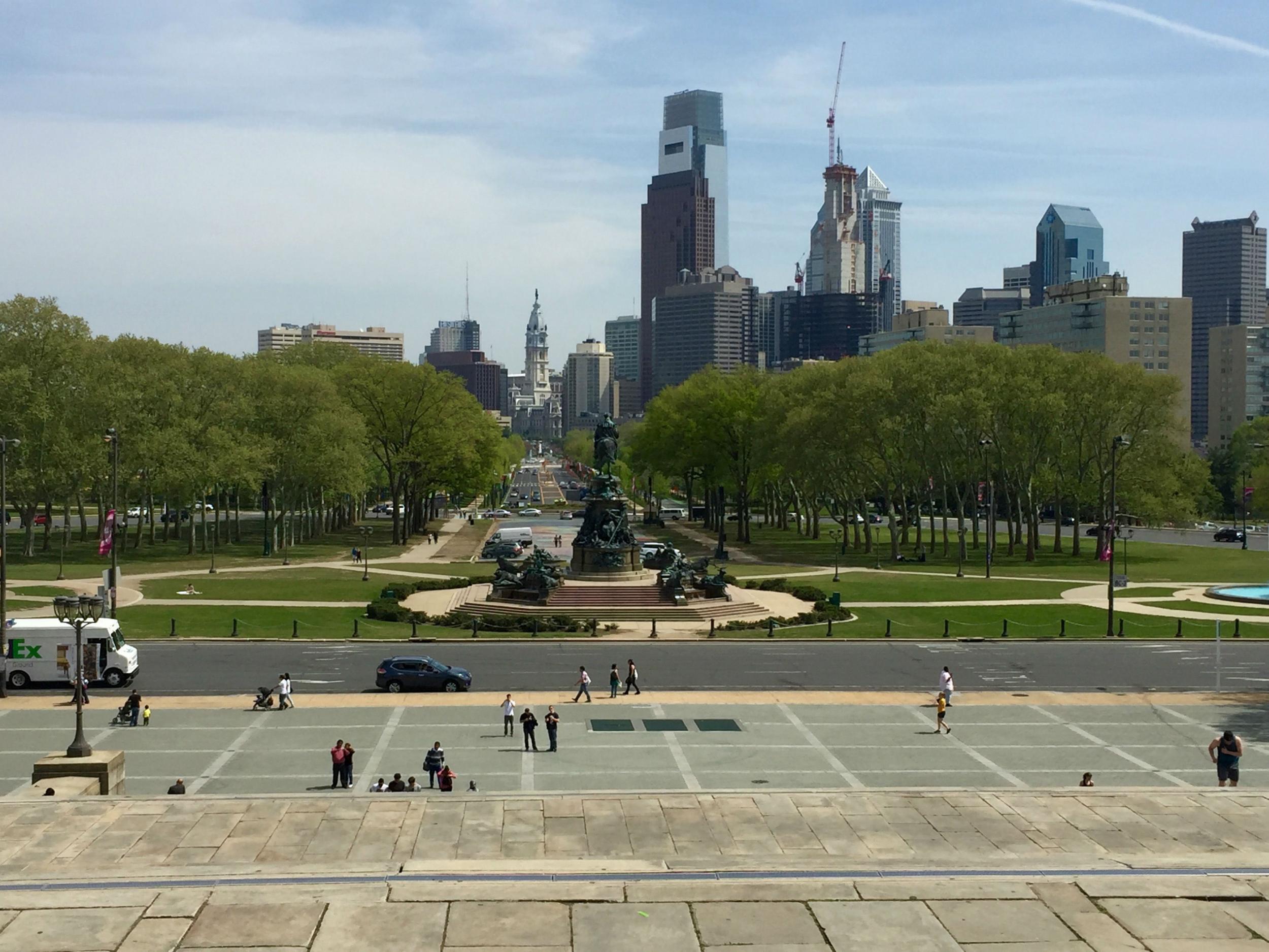 Mr Sanders held a rally in Philadelphia ahead of five primaries on Tuesday (Andrew Buncombe )