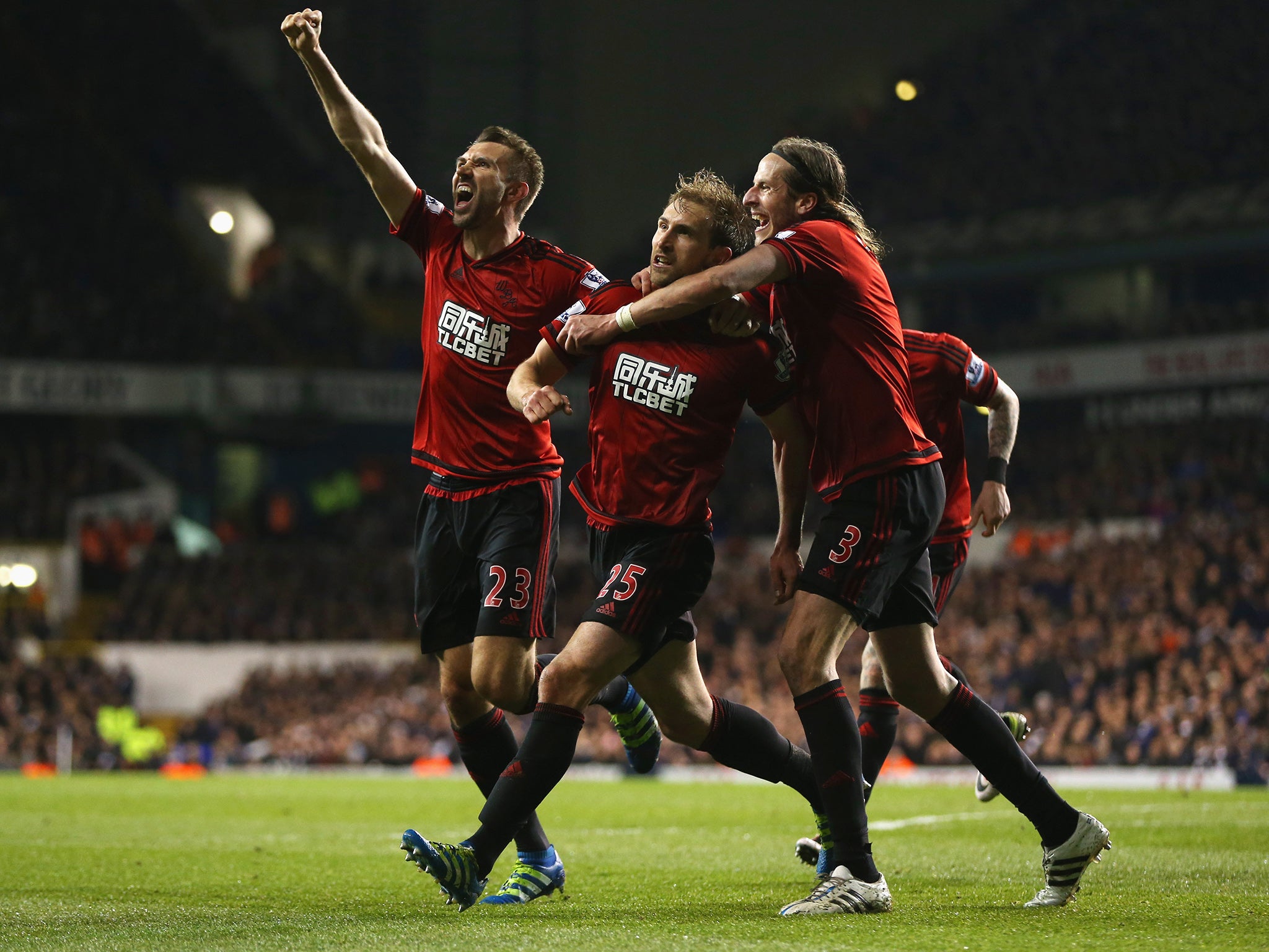 Craig Dawson celebrates his equaliser for West Brom