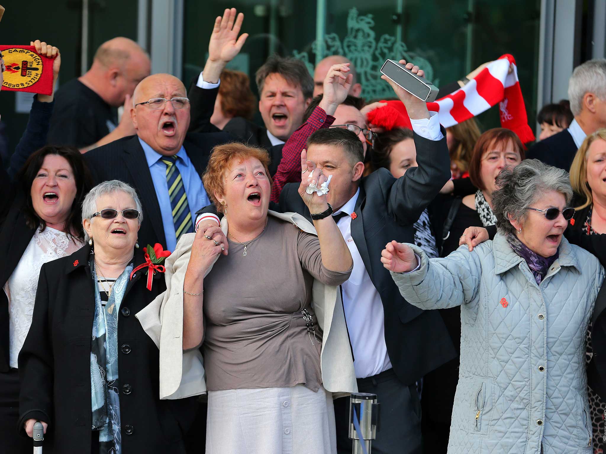 &#13;
Relatives depart Birchwood Park after hearing the conclusions of the Hillsborough inquest &#13;