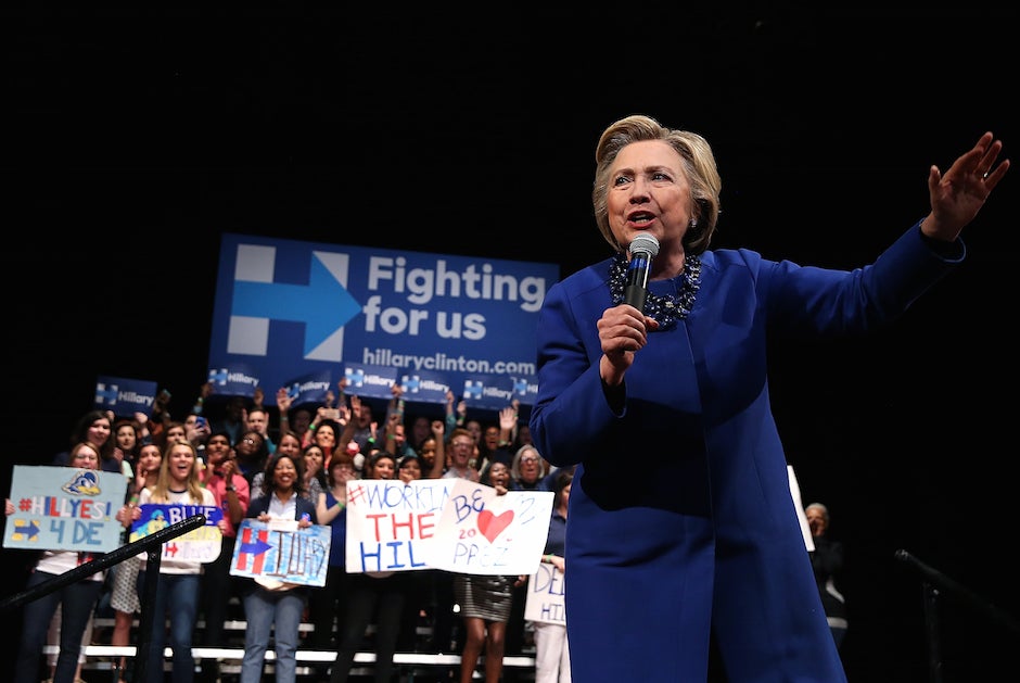 Hillary holds it down in Delaware.