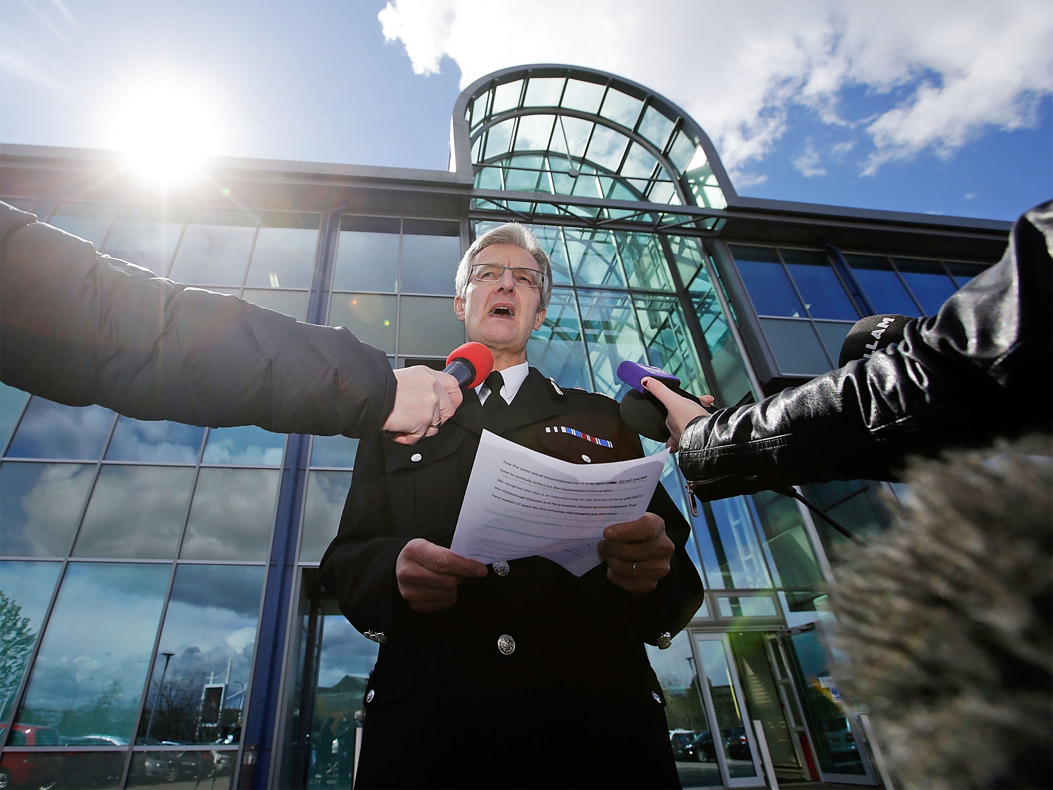 South Yorkshire Police Chief Constable David Crompton addresses the media in Sheffield