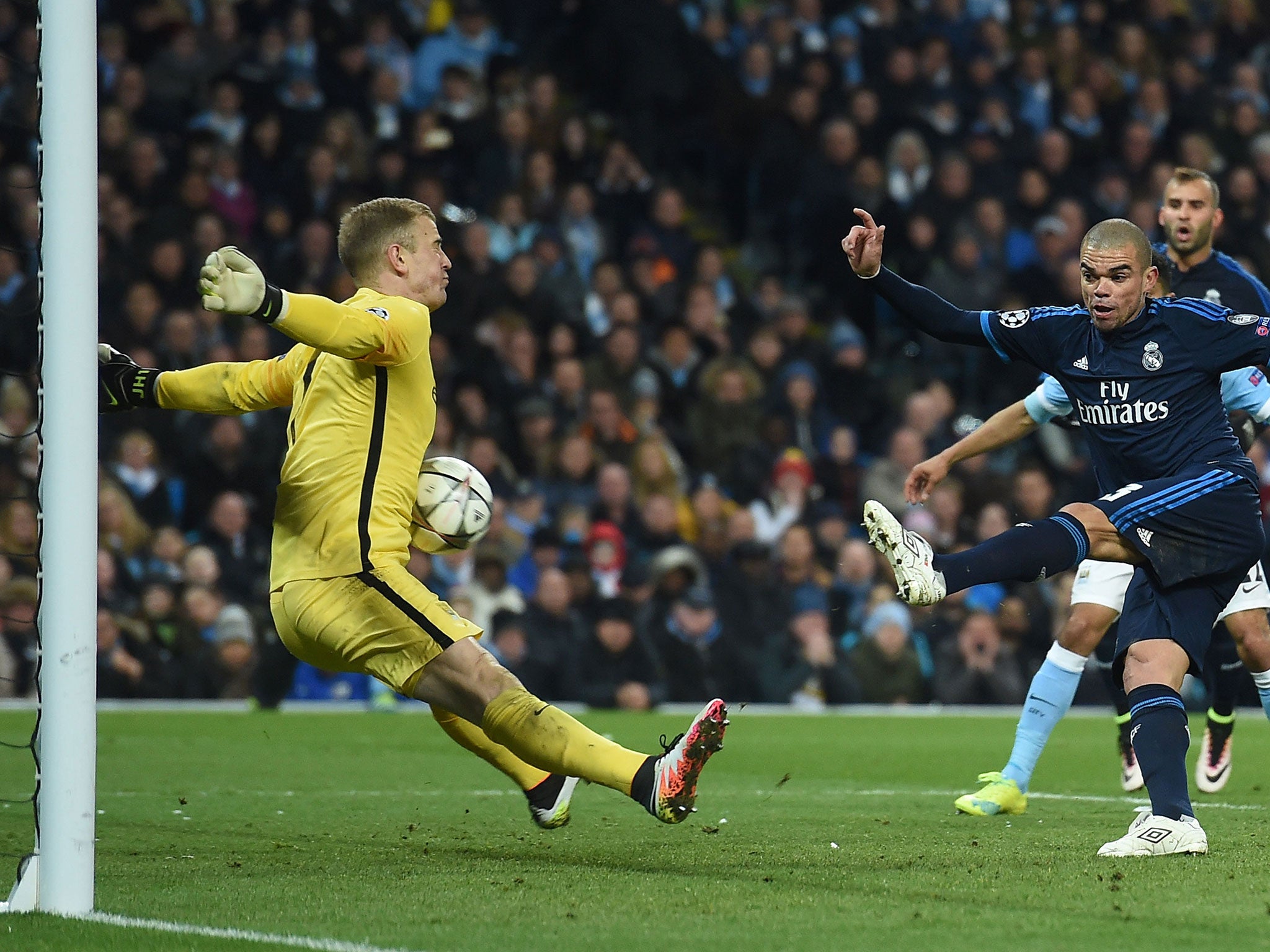 Gareth Bale competes for the ball