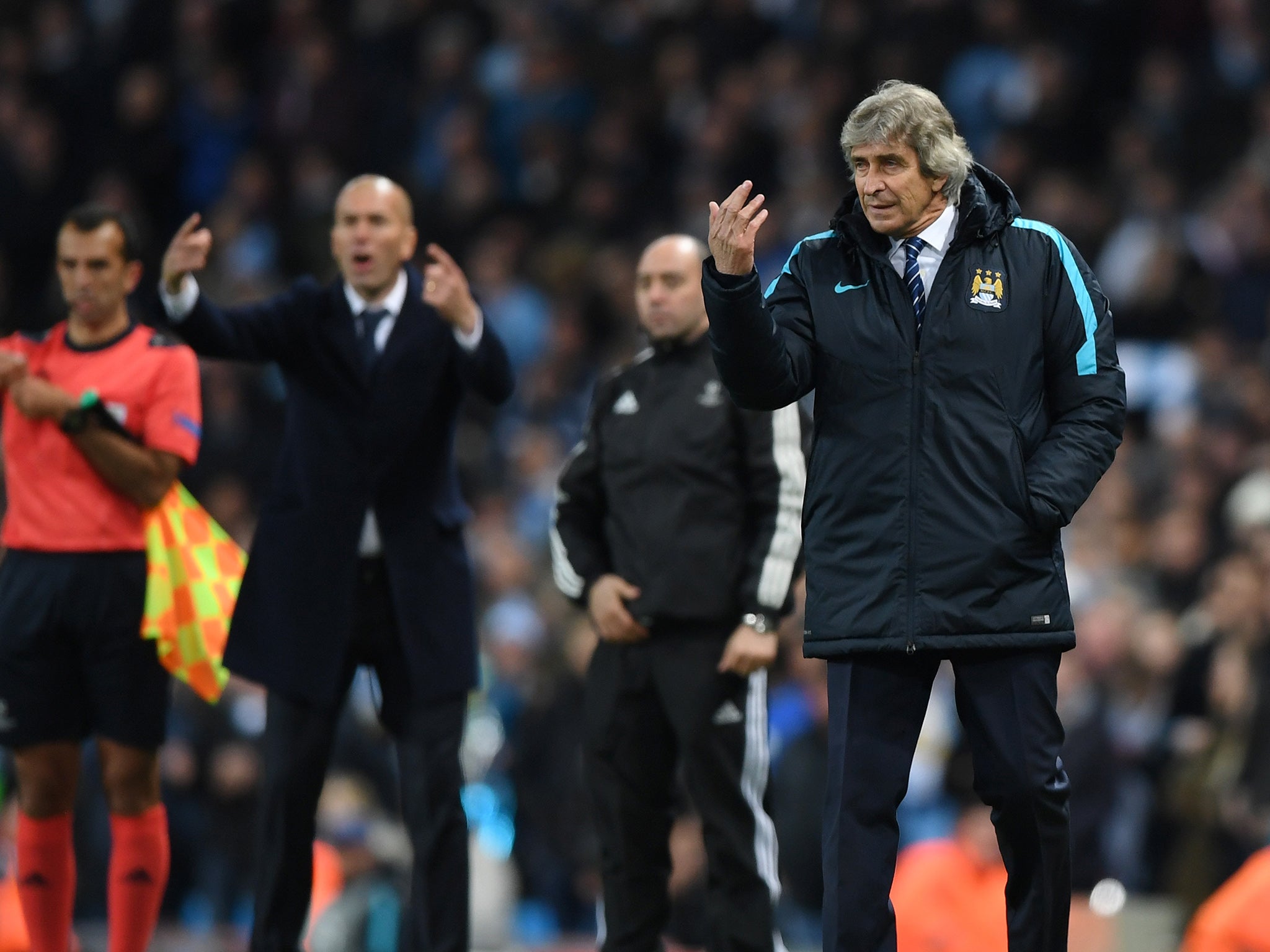 Manuel Pellegrini and his opposite number Zinedine Zidane