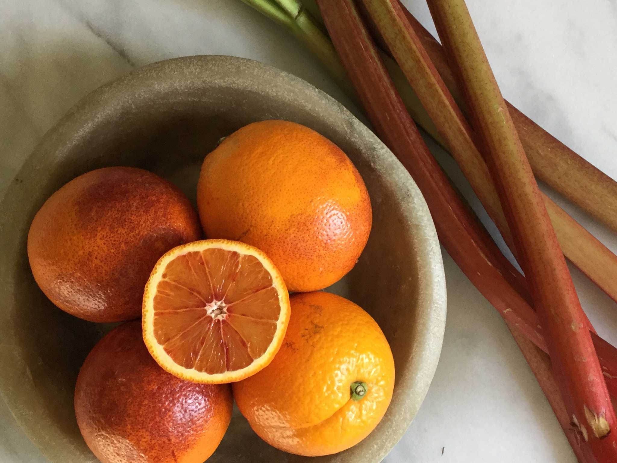 Sicilian blood oranges and rhubarb are a magical combination