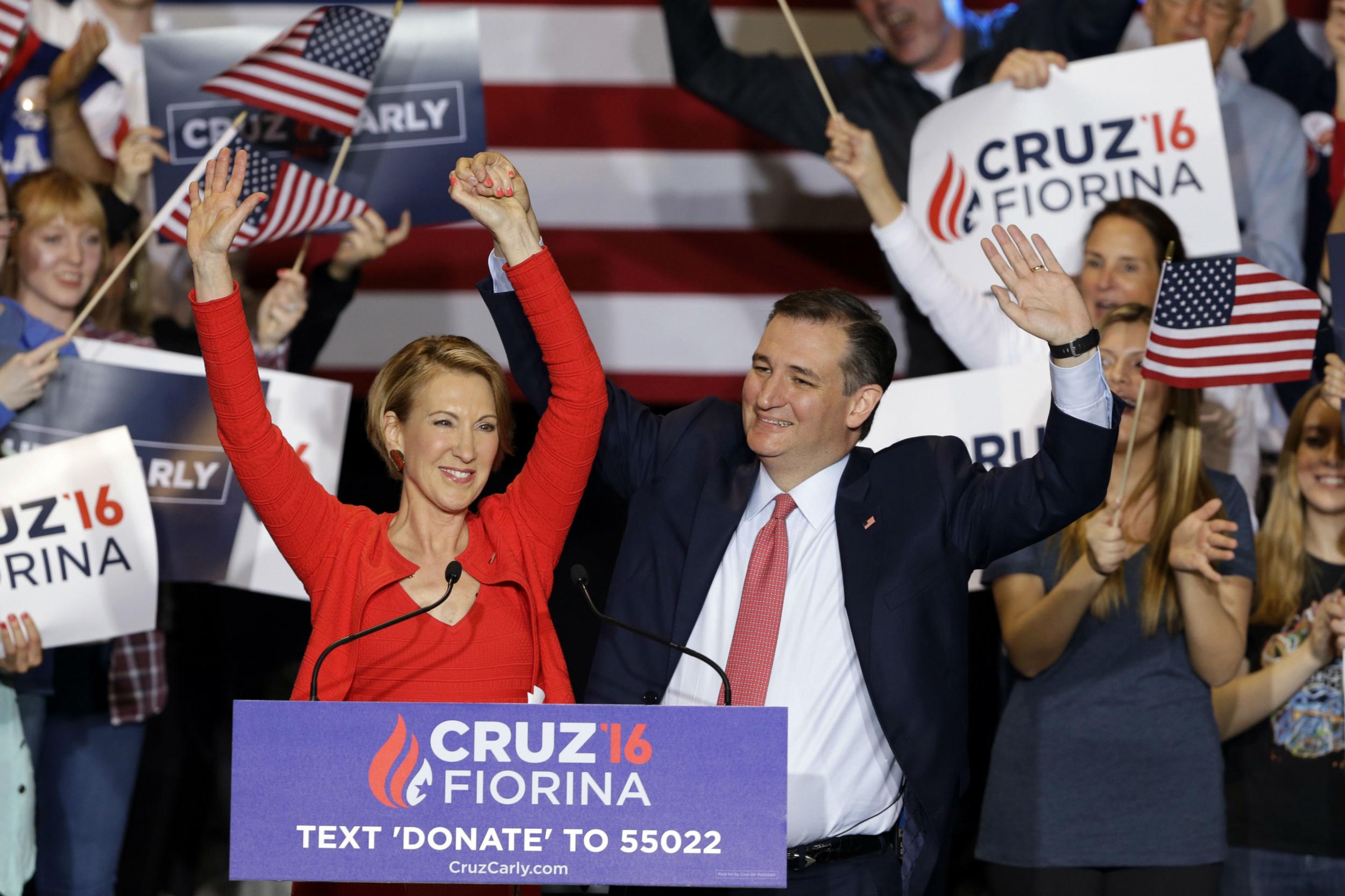 Mr Cruz appeared with Ms Fiorina in Indiana