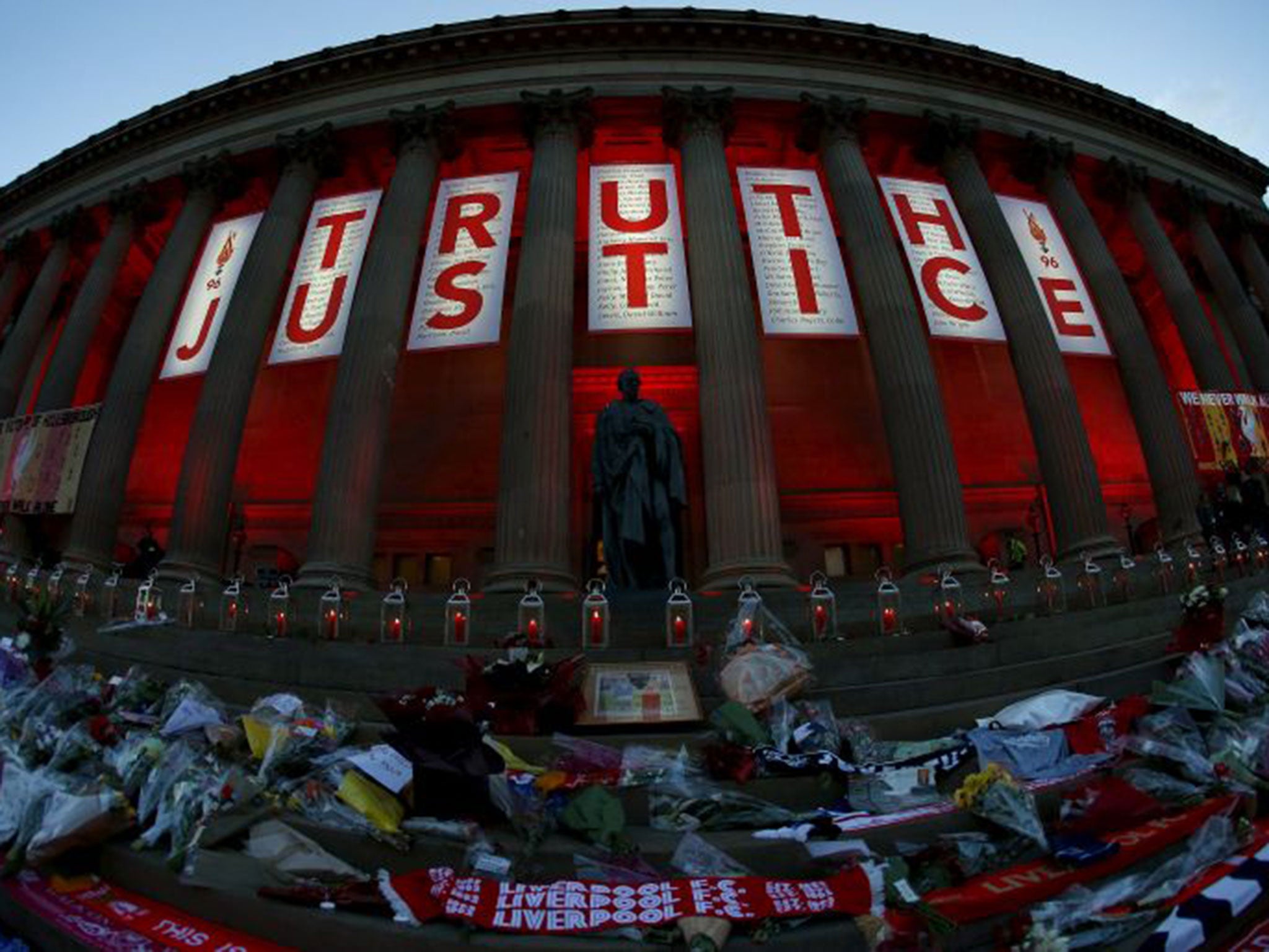 St George’s Hall in Liverpool became a focus for remembrance following the verdict last month