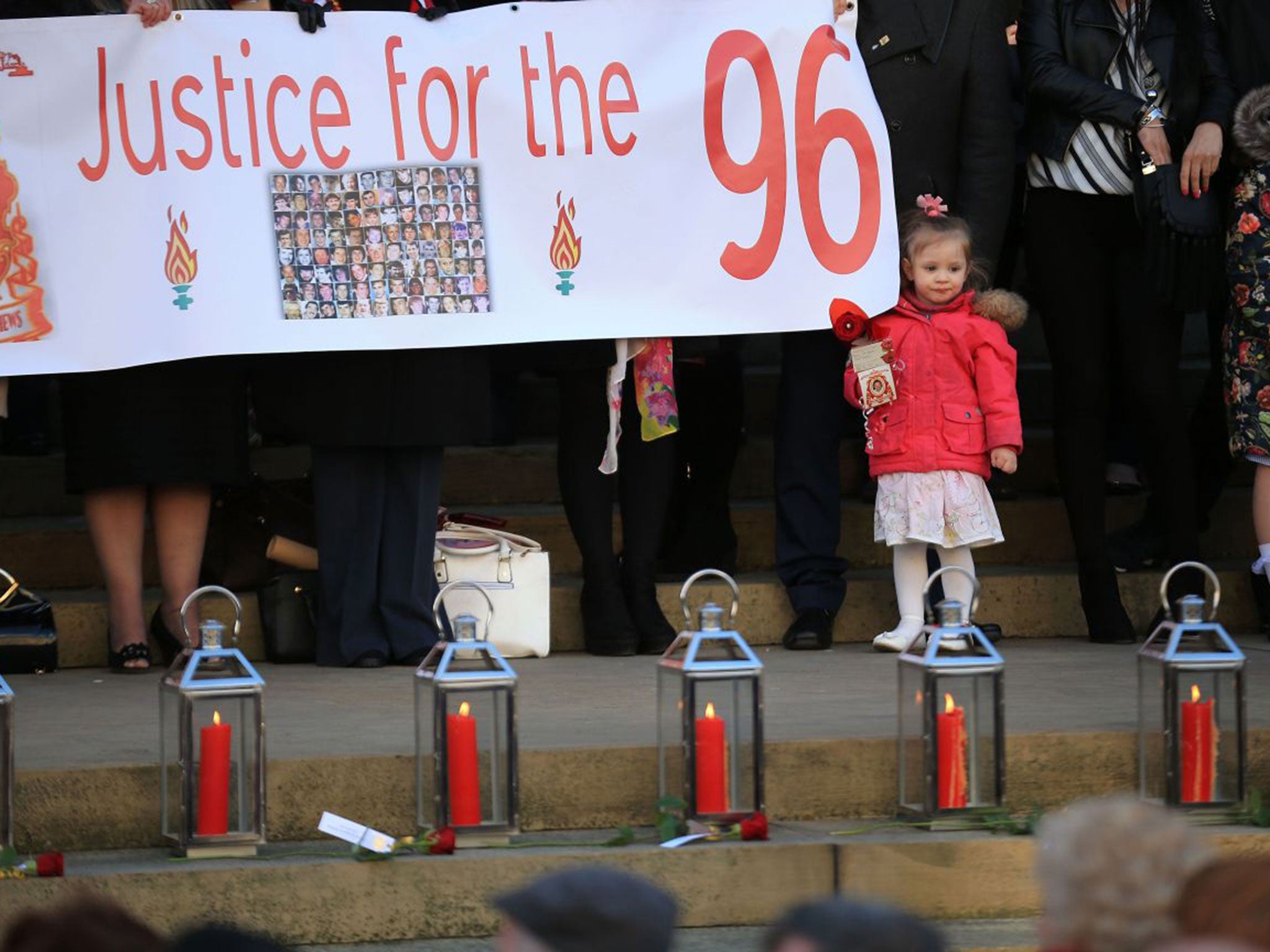 A vigil for the 96 Hillsborough victims outside Saint George’s Hall in Liverpool