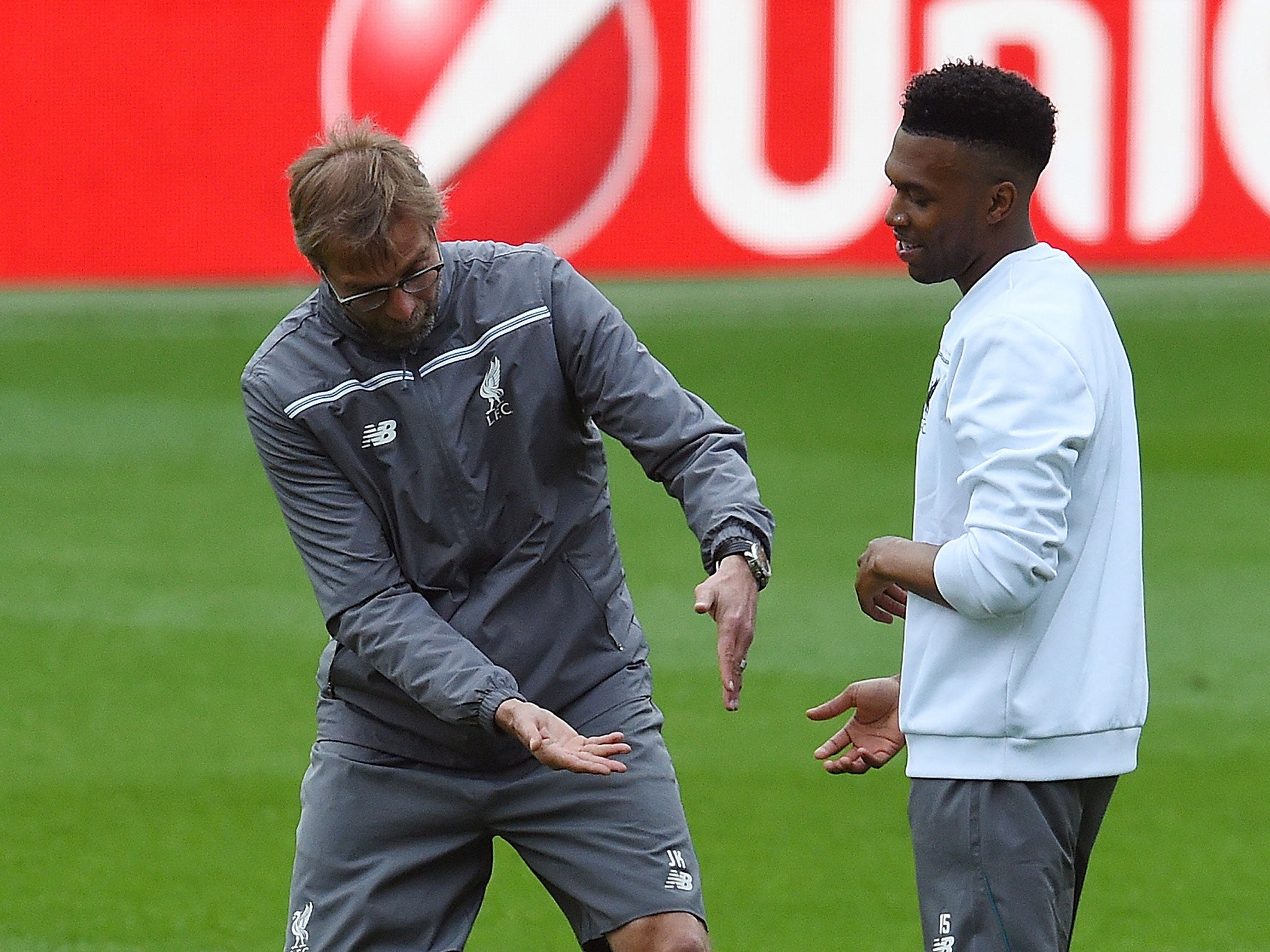 Daniel Sturridge with Jurgen Klopp