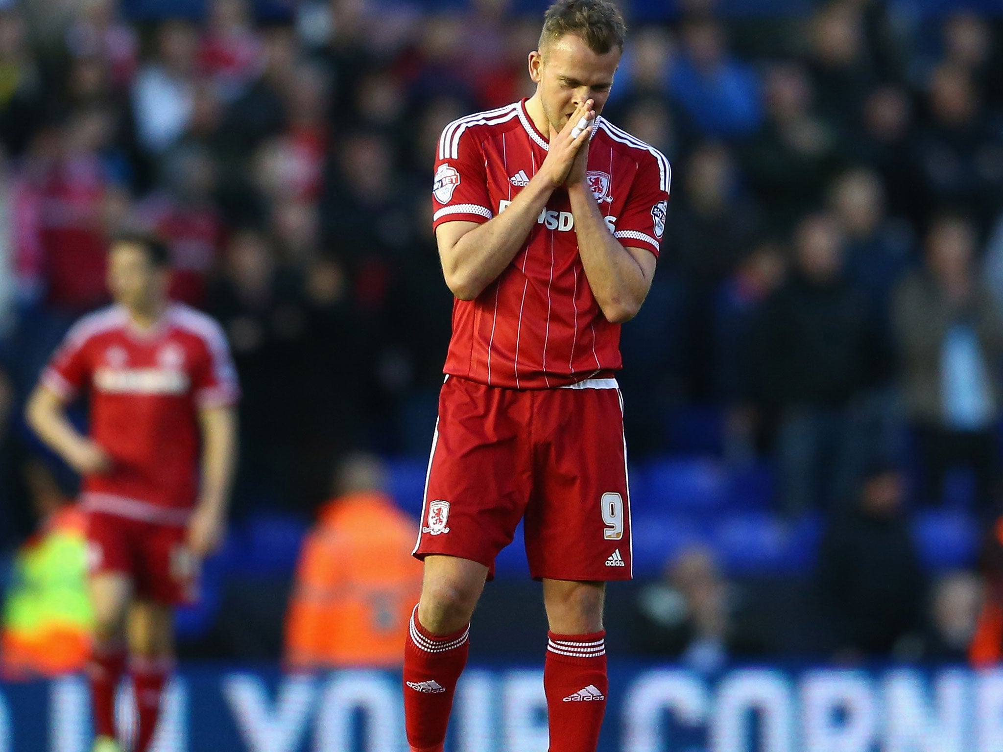 Jordan Rhodes and Middlesbrough were held at Birmingham on Friday night but are just one win from promotion to the Premier League