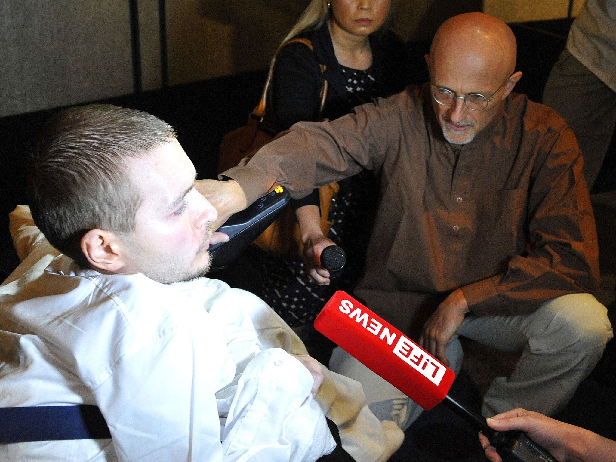 Canavero (right) with Valery Spiridonov, who has volunteered for the first human head transplant