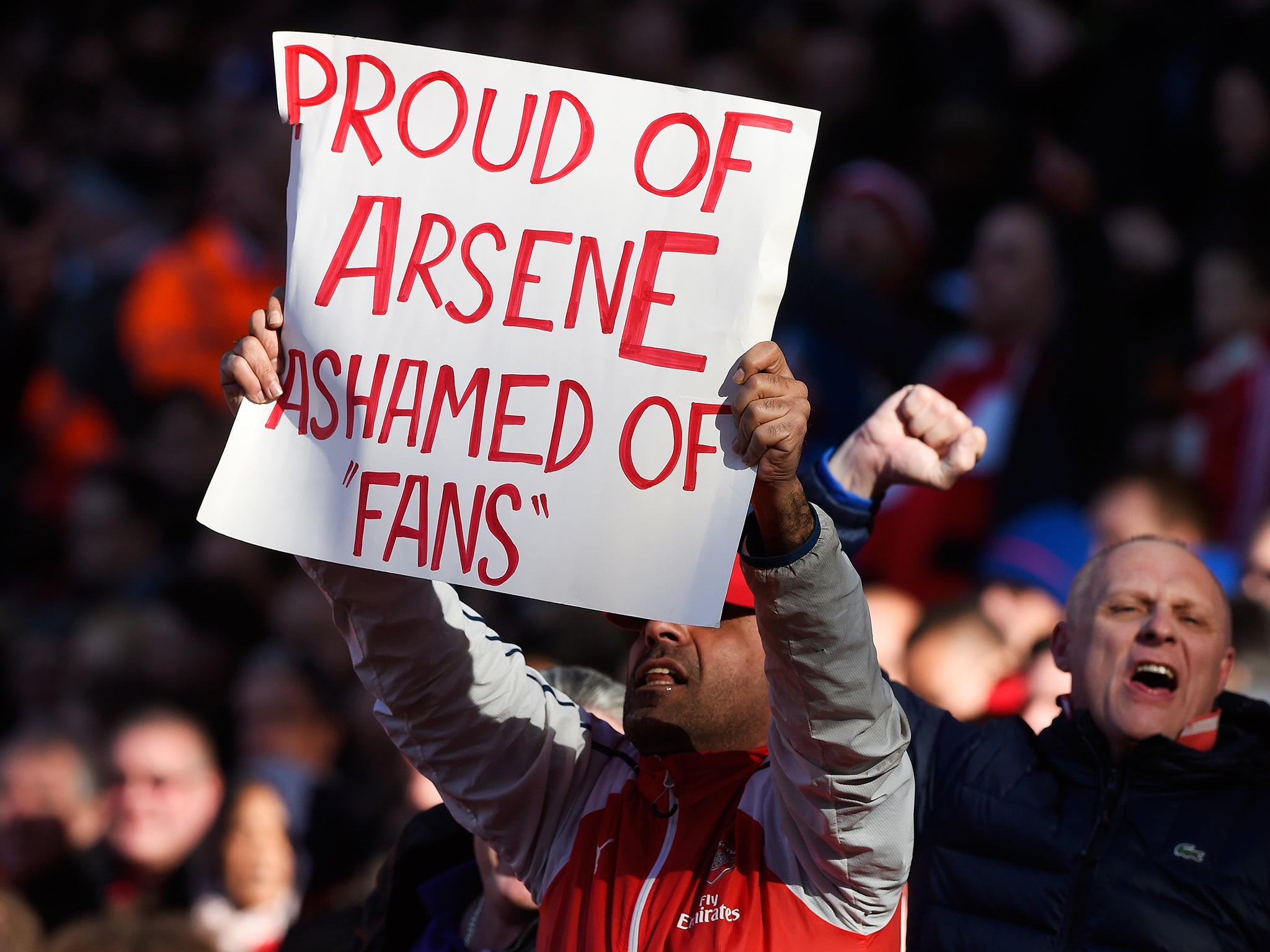 Arsenal's home support was split between pro- and anti-Wenger sentiments