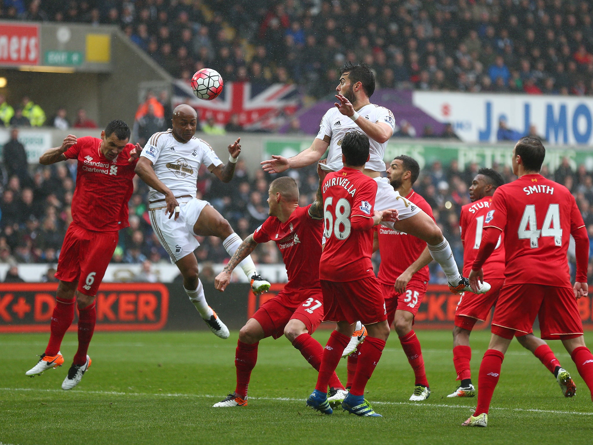 Andre Ayew heads in his first goal of the game