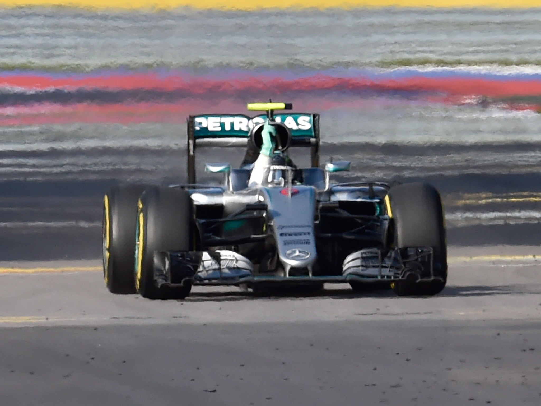 Nico Rosberg celebrates winning the Russian Grand Prix