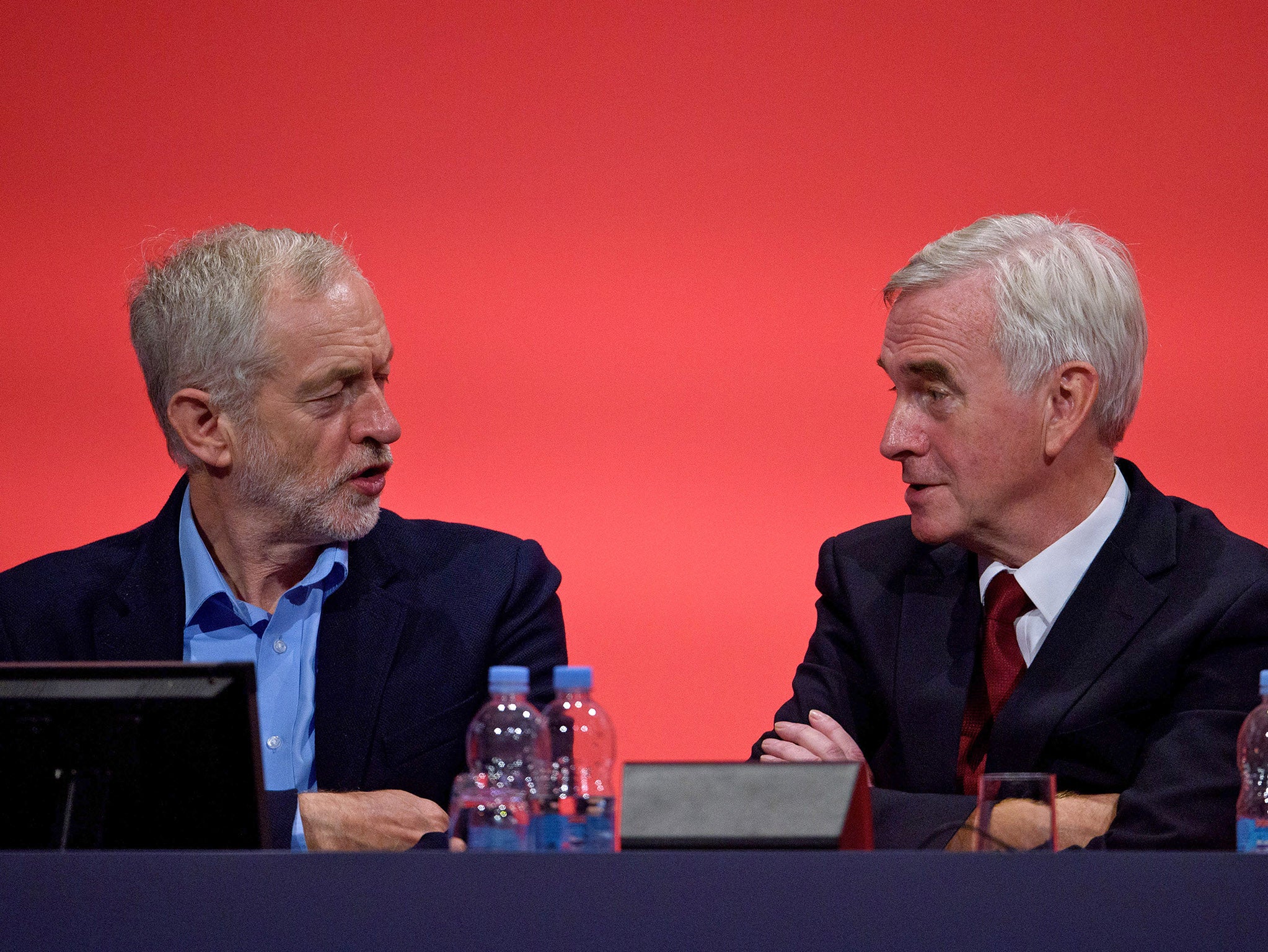 Shadow Chancellor Mr McDonnell and Labour leader Mr Corbyn at Labour's annual conference