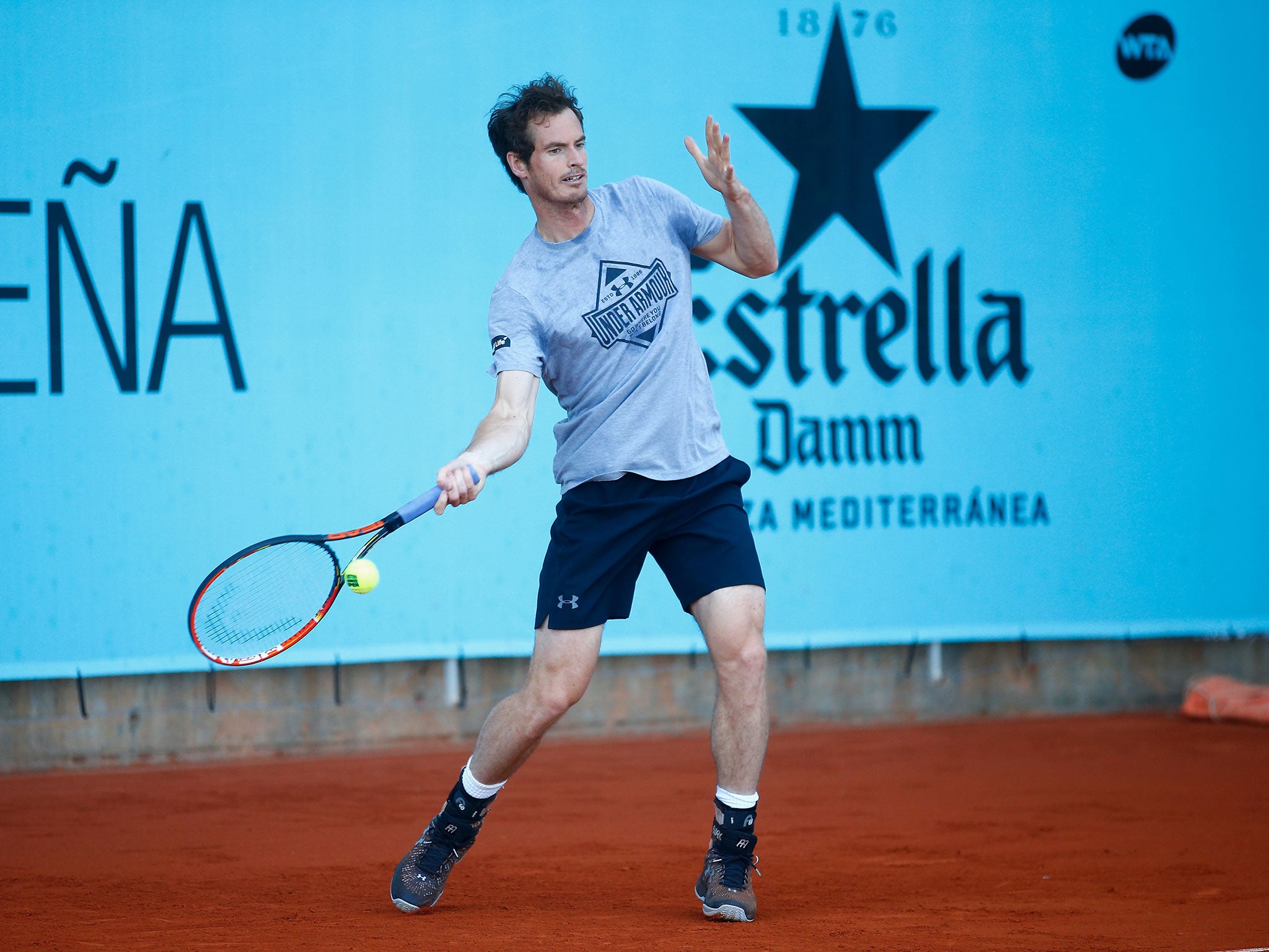 Andy Murray practicing at the Madrid Masters