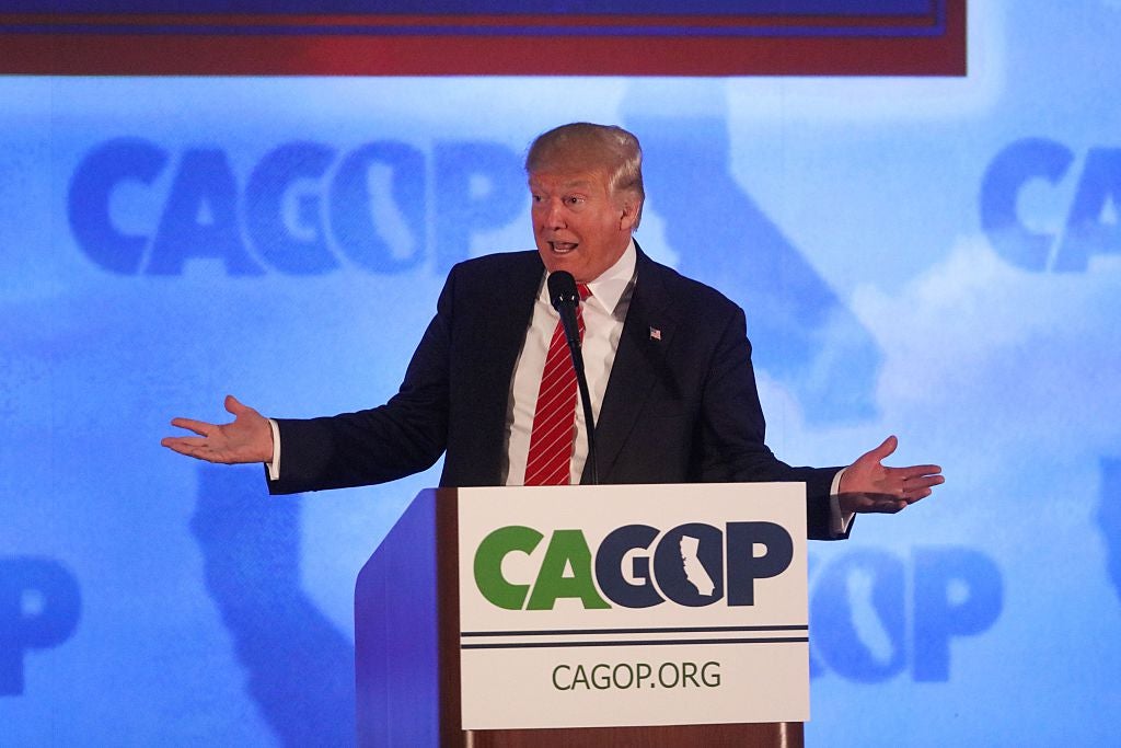 Donald Trump speaks during the Republican convention in April.