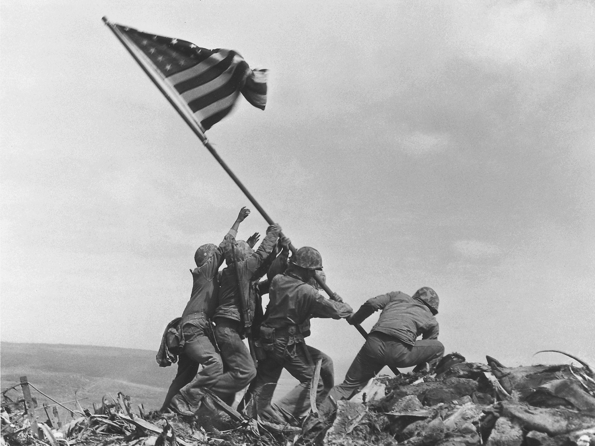 Associated Press photographer took the historic photo during the 23 February 1945 battle AP