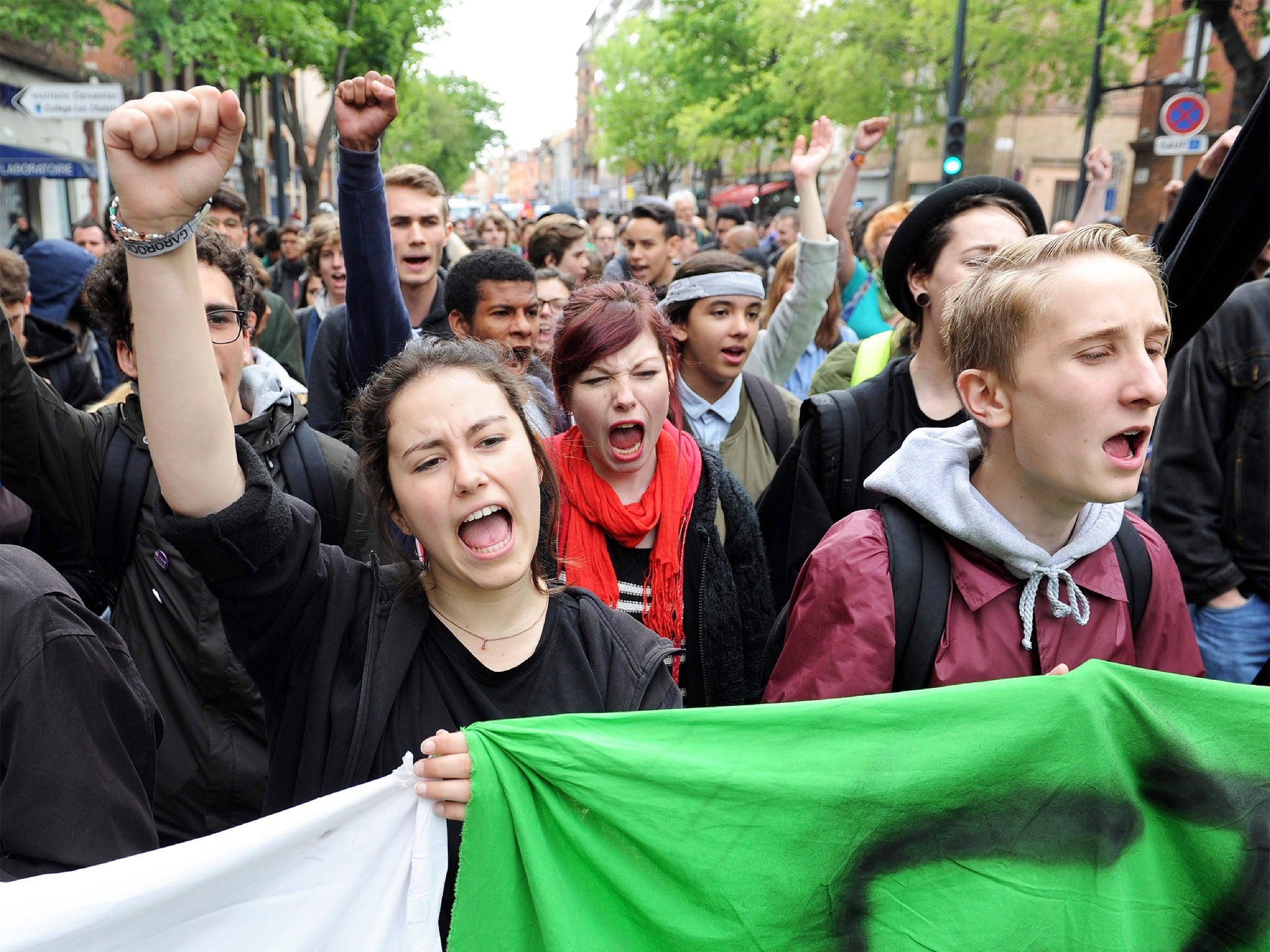 People demonstrate against the French government's planned labour reform, in Toulouse