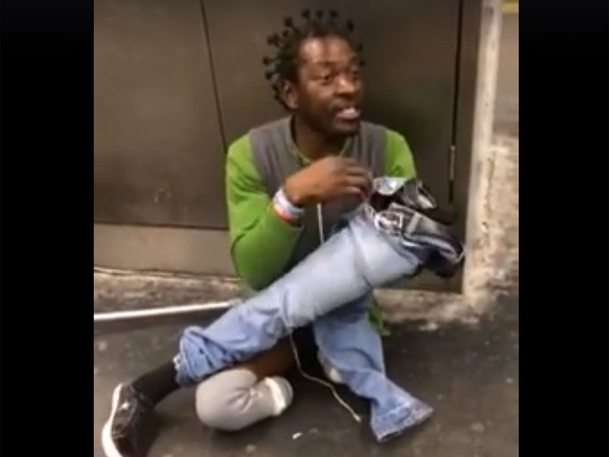 Mr Bagya appeared to be left to fend for himself on the platform after police searched him