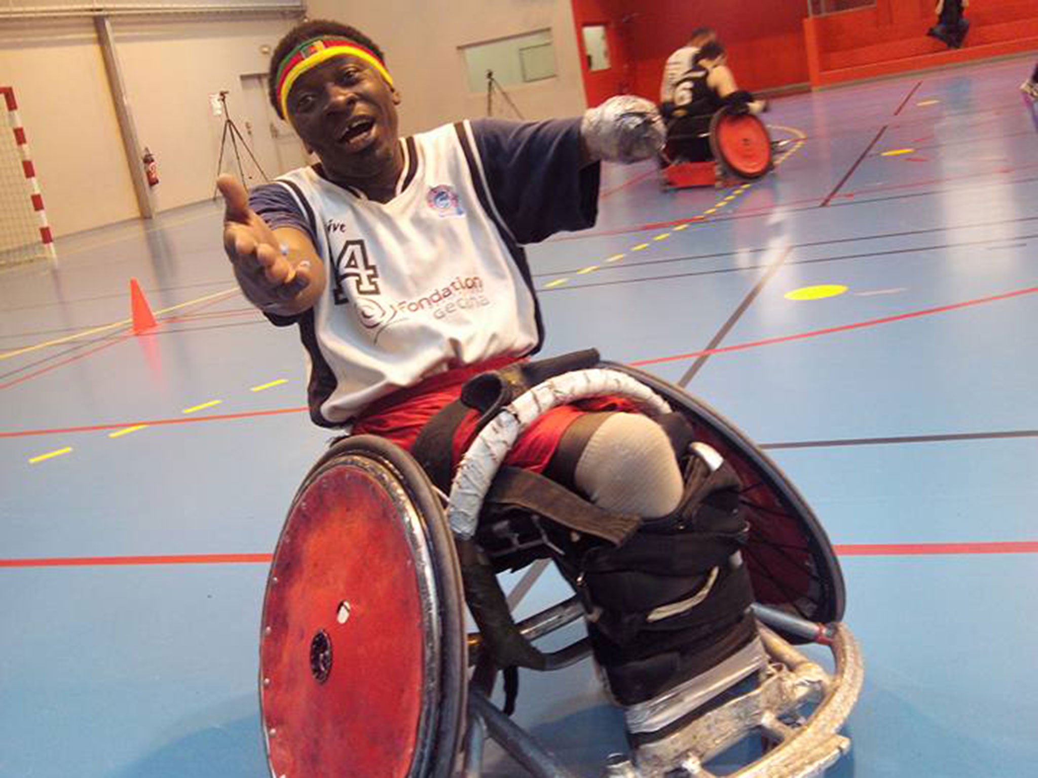 Francois Bagya at his sports club. He allegedly showed his membership card to French police when they searched him. (Facebook )
