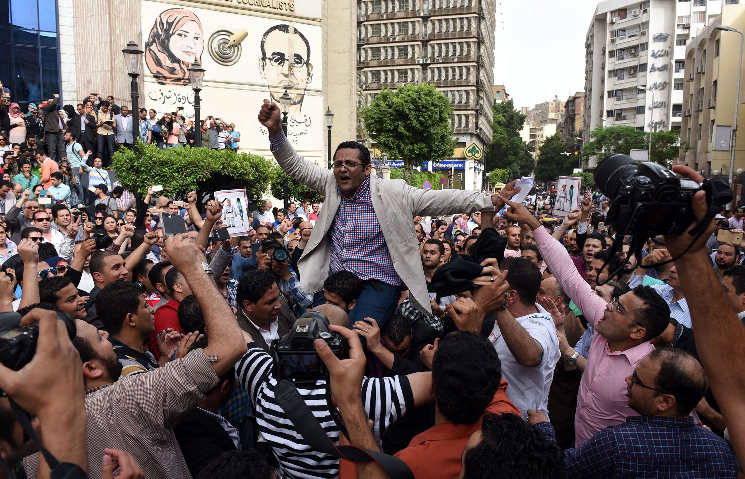 Protests flared up yesterday in the capital Cairo