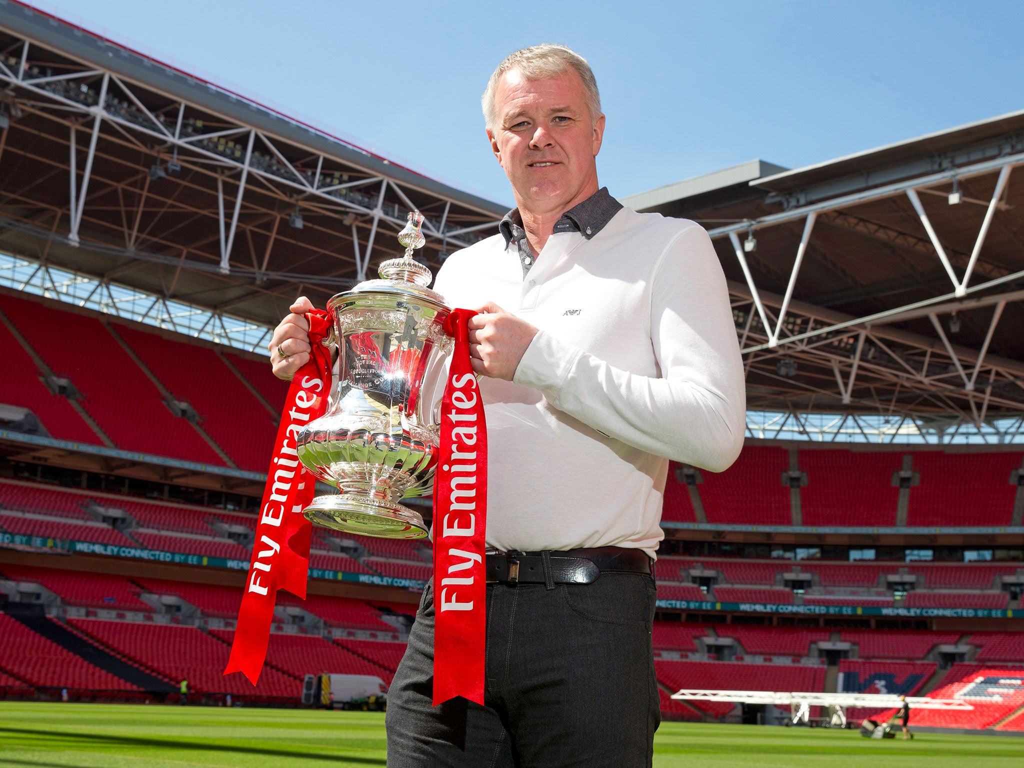 Gary Pallister with the FA Cup trophy, which he won three times during his career