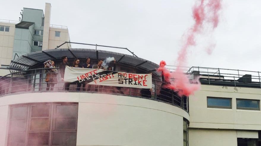 Students at Goldsmiths, pictured, take part in a protest over soaring rent costs (credit: Eva Crossan Jory)