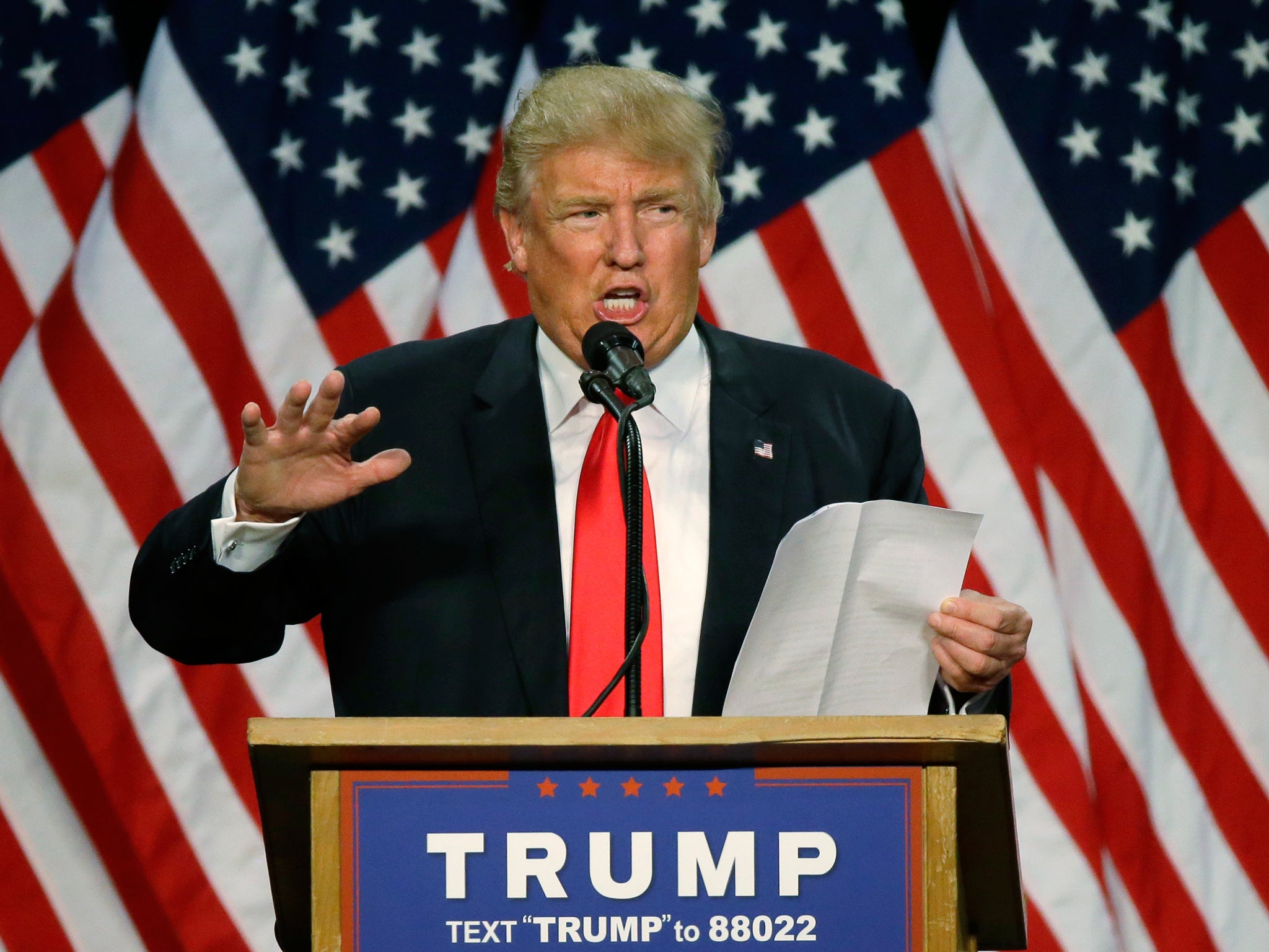 Donald Trump speaks at a campaign rally in Eugene, Oregon