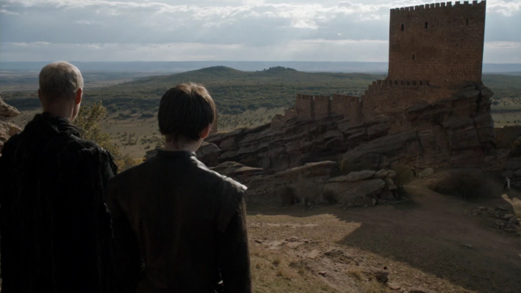 The Three-Eyed Raven and Bran overlook the Tower of Joy