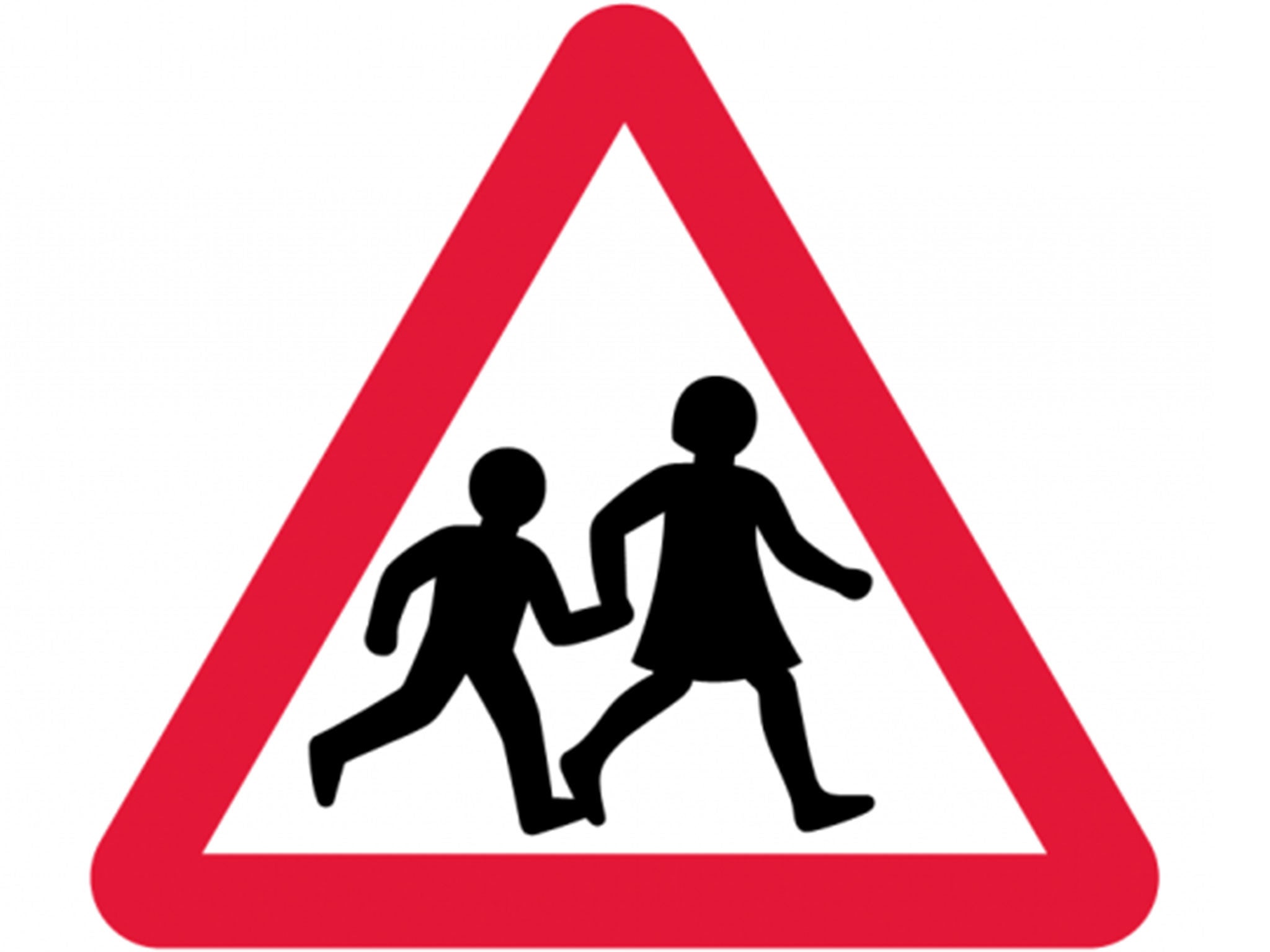 The updated sign by Margaret Calvert, which shows more defined features on the children