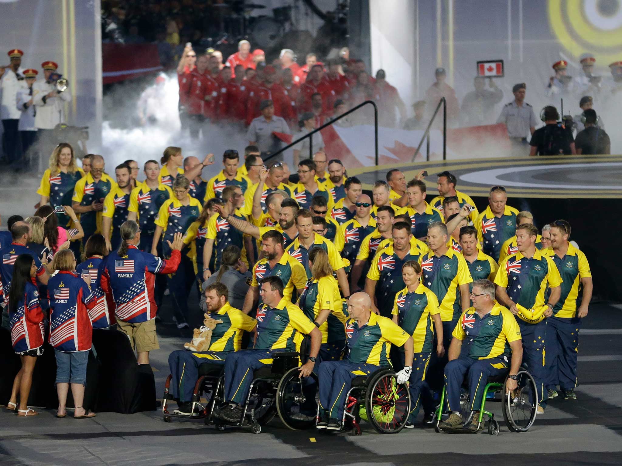 Athletes from Australia enter the stadium during the opening ceremony for the Invictus Games in Kissimmee