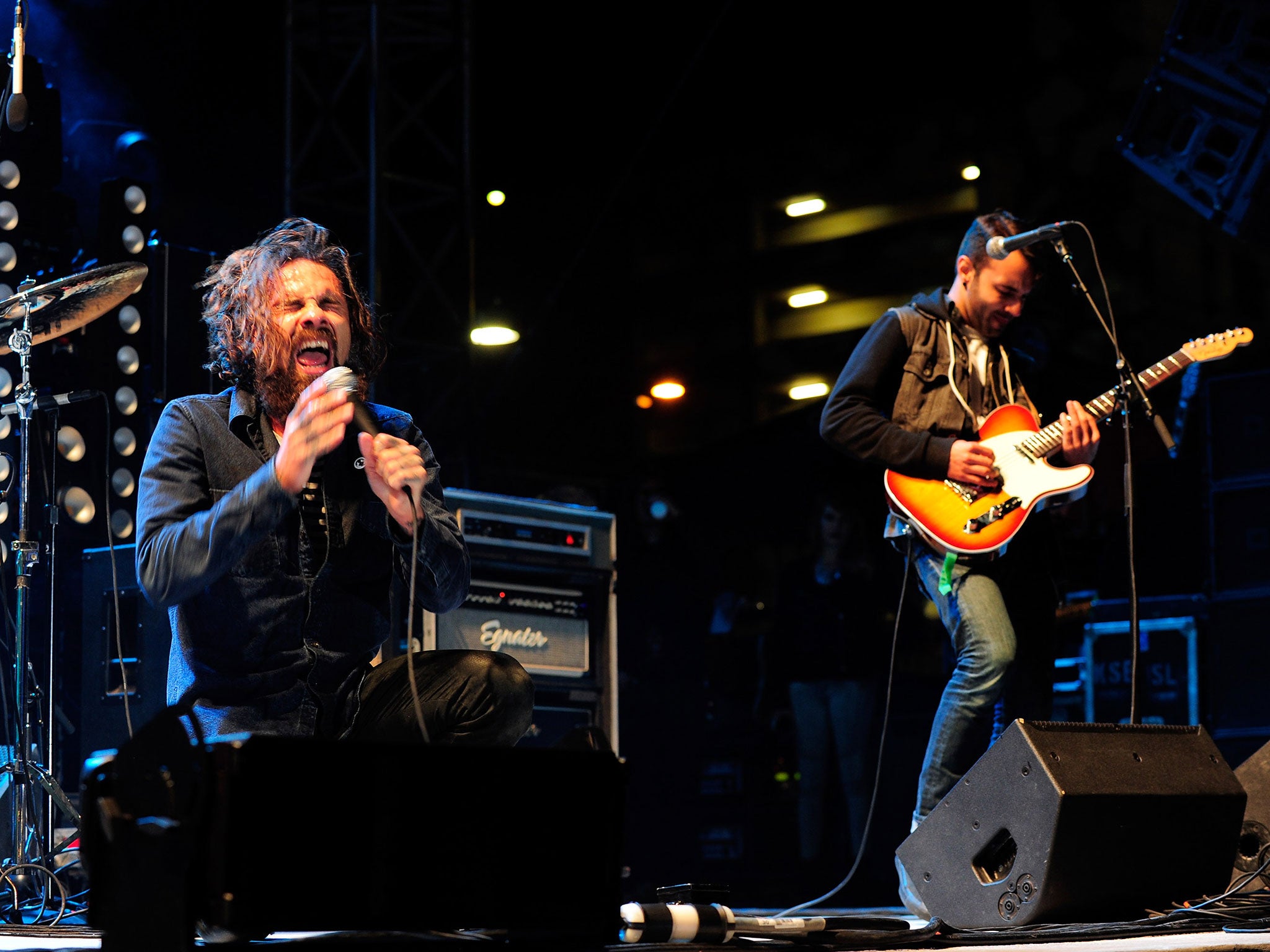 Jason Aalon Butler, left, and guitarist Jeff Sahyoun perform at the Downtown Las Vegas Events Center on November 21, 2015