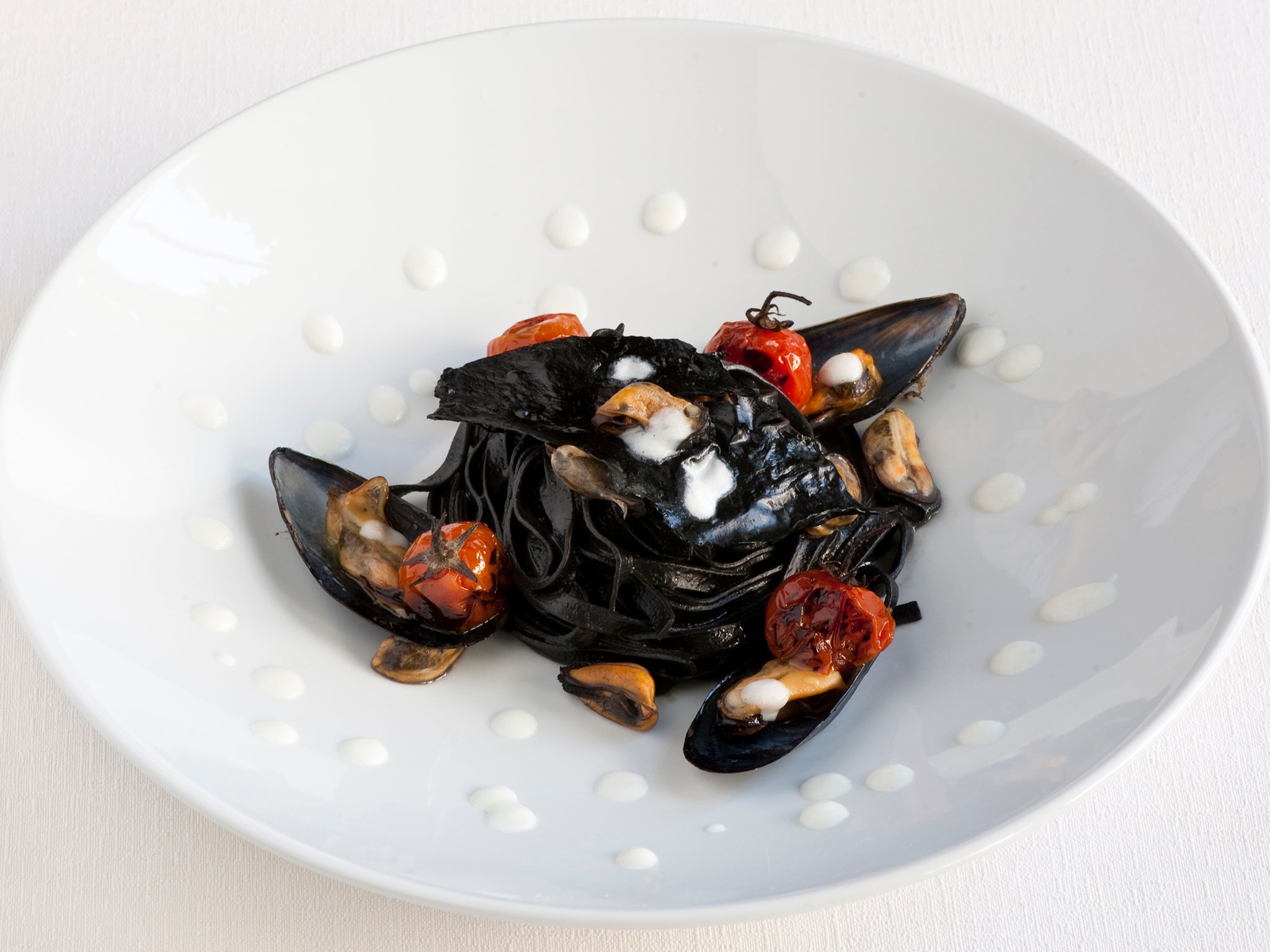 Squid ink?pasta?is available from Italian delis, or you can make it from scratch