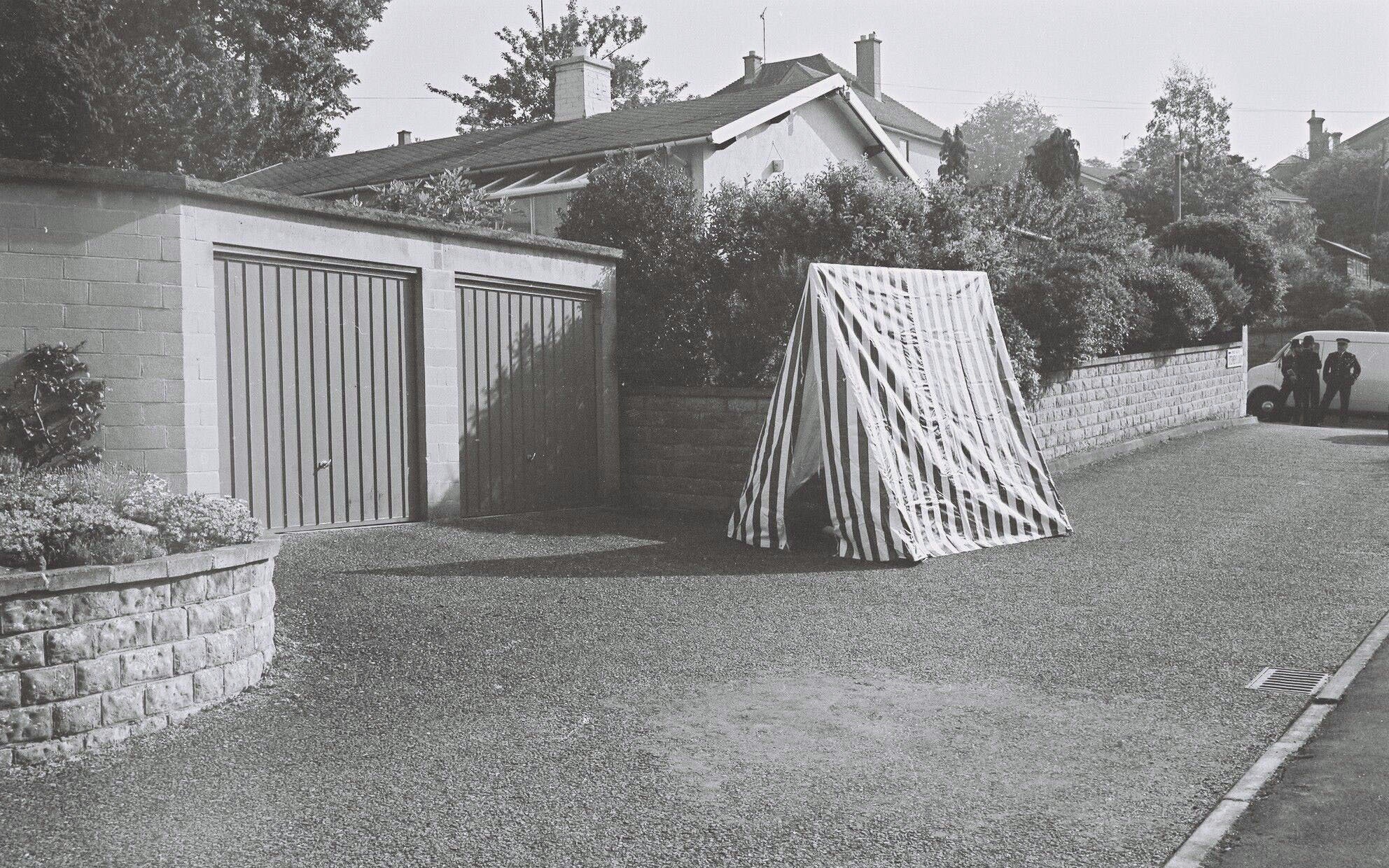 A police forensic tent on St Stevens Court in Bath, near to where Melanie Road was found (Avon &amp;amp; Somerset Police)