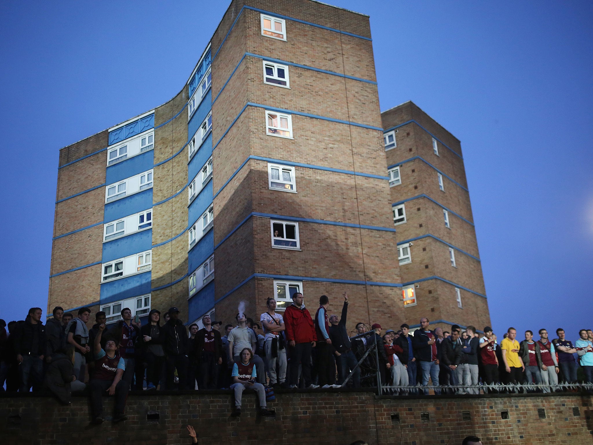 West Ham fans outside the Boleyn ground